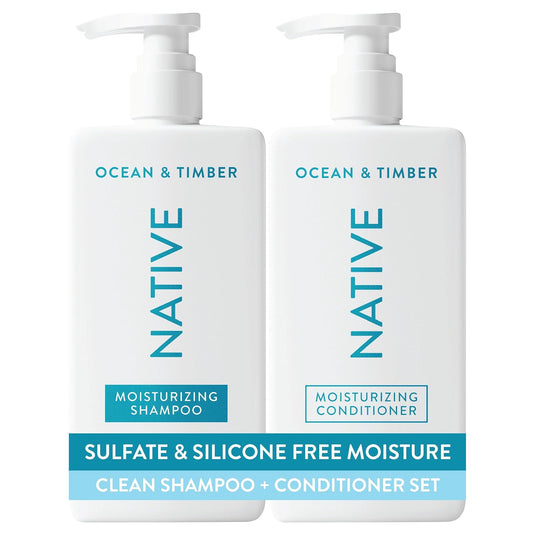 HotNative Ocean & Timber Shampoo and Conditioner Contain Naturally Derived Ingredients | All Hair Types, Color & Treated, Fine to Dry Damaged, Sulfate & Dye Free - 2-Pack