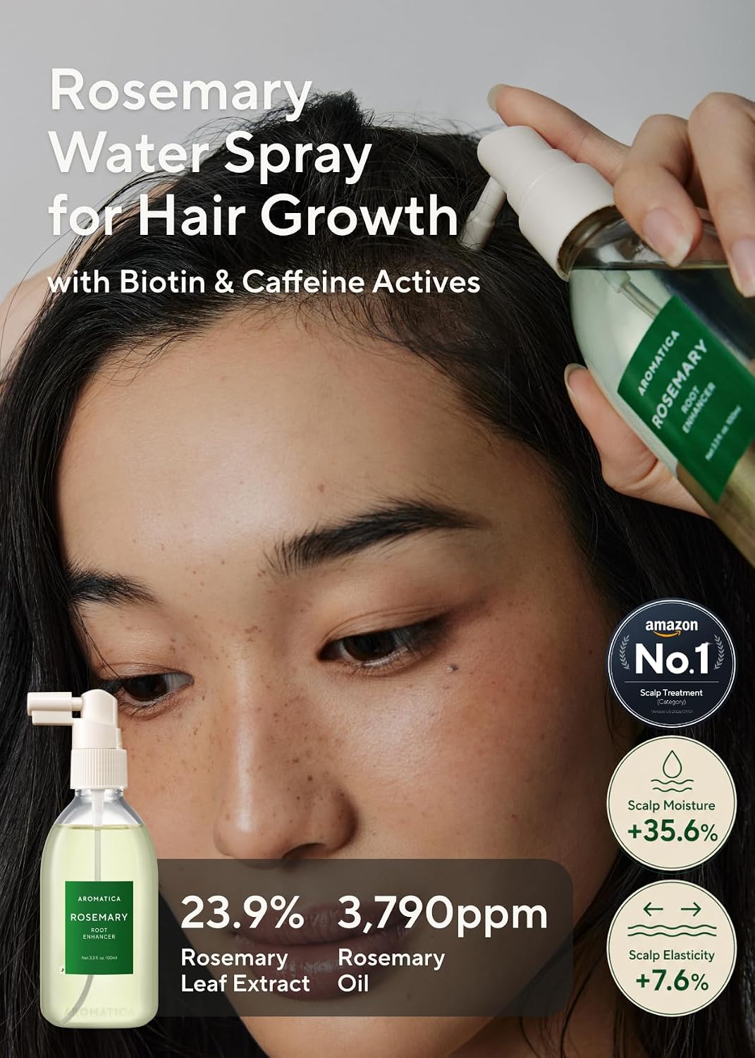 HotAROMATICA Root Enhancer Rosemary Water for Hair Growth spray | Rosemary hair oil & caffeine & biotin, Korean hair care for hair thinning & loss, free from silicone, paraben and sulfate