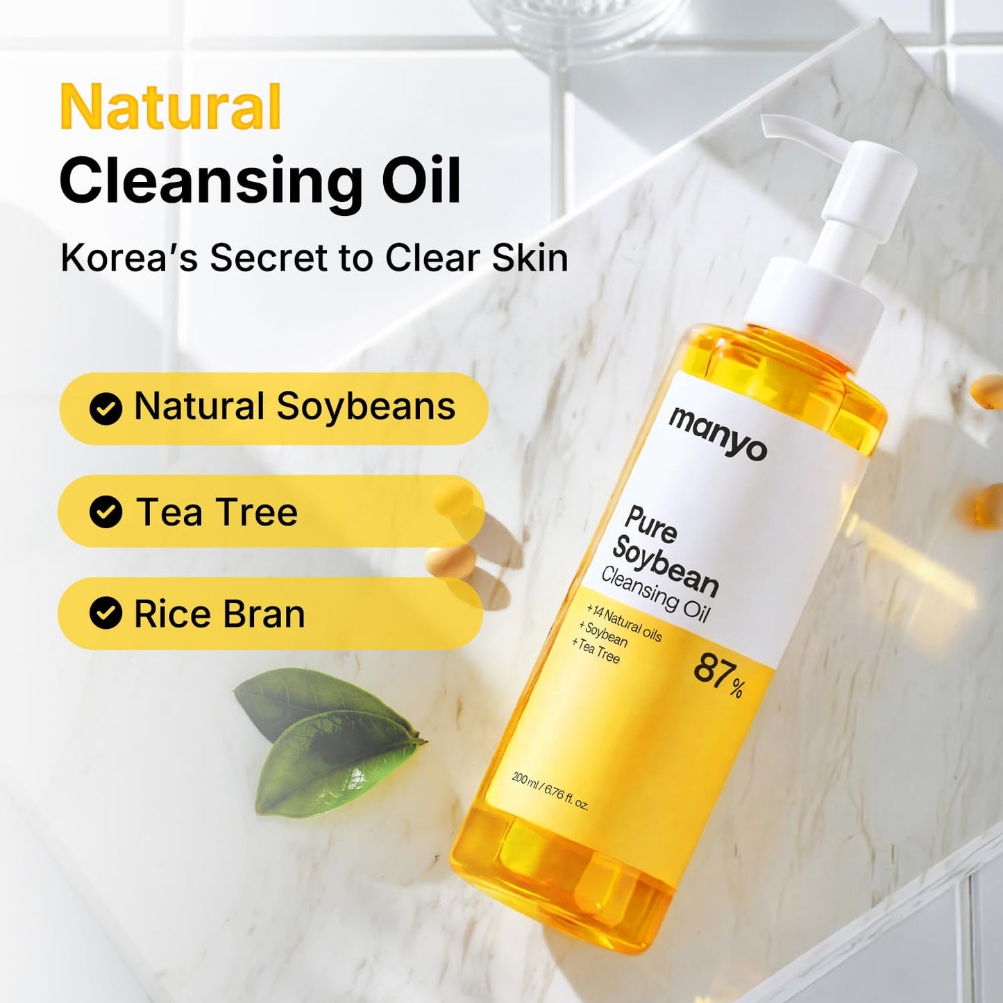 HotMANYO Pure Cleansing Oil, Natural Oil Cleanser for Face, Makeup Blackhead Remover, Korean Skin Care, 6.76 fl oz (200ml)