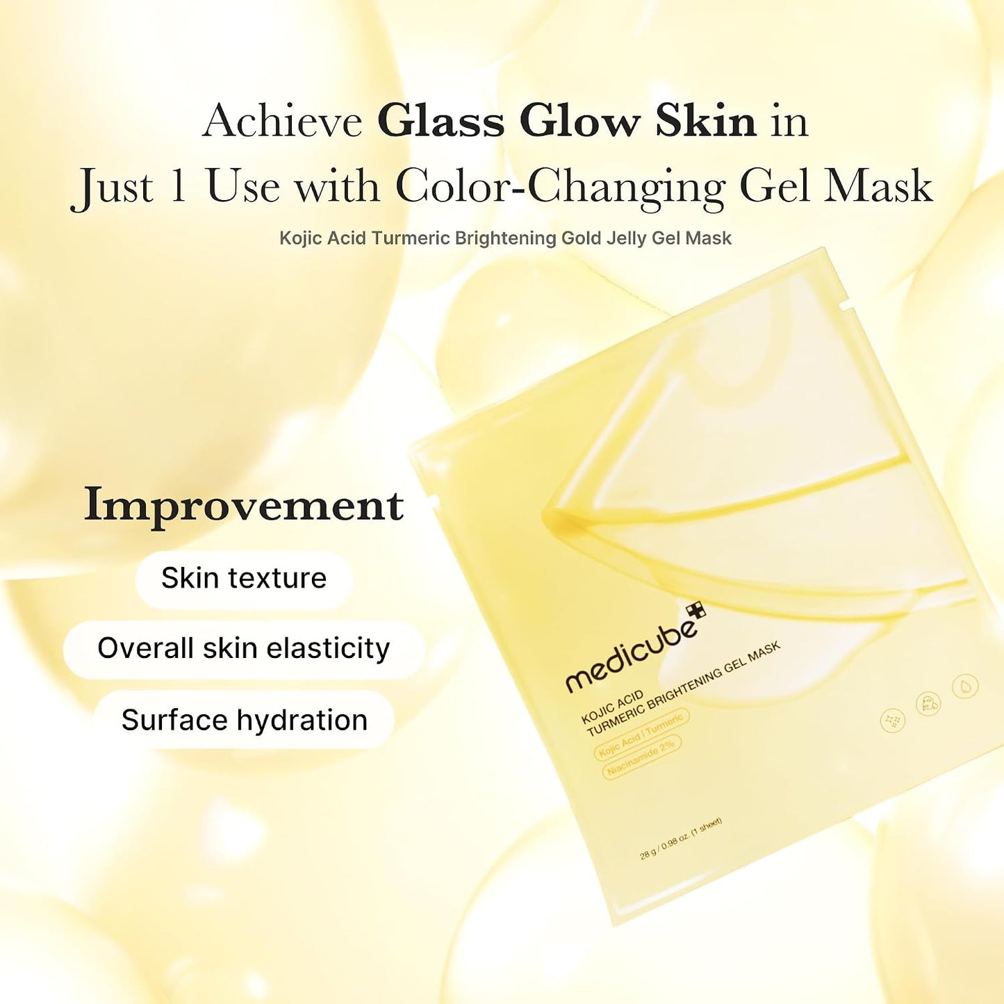 Hotmedicube Jelly Gel Mask with Brightening Kojic Acid Turmeric | Overnight Face Mask for Glass Glow Skin | Elasticity, Hydrating, Firming and Radiance Boosting | Korean Skincare, 28g x 4ea
