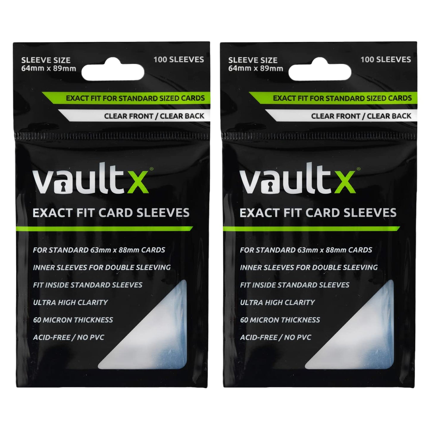 Hot Vault X Exact Fit Sleeves (500 Pack) Perfect Inner Sleeves for Trading Cards, Clear