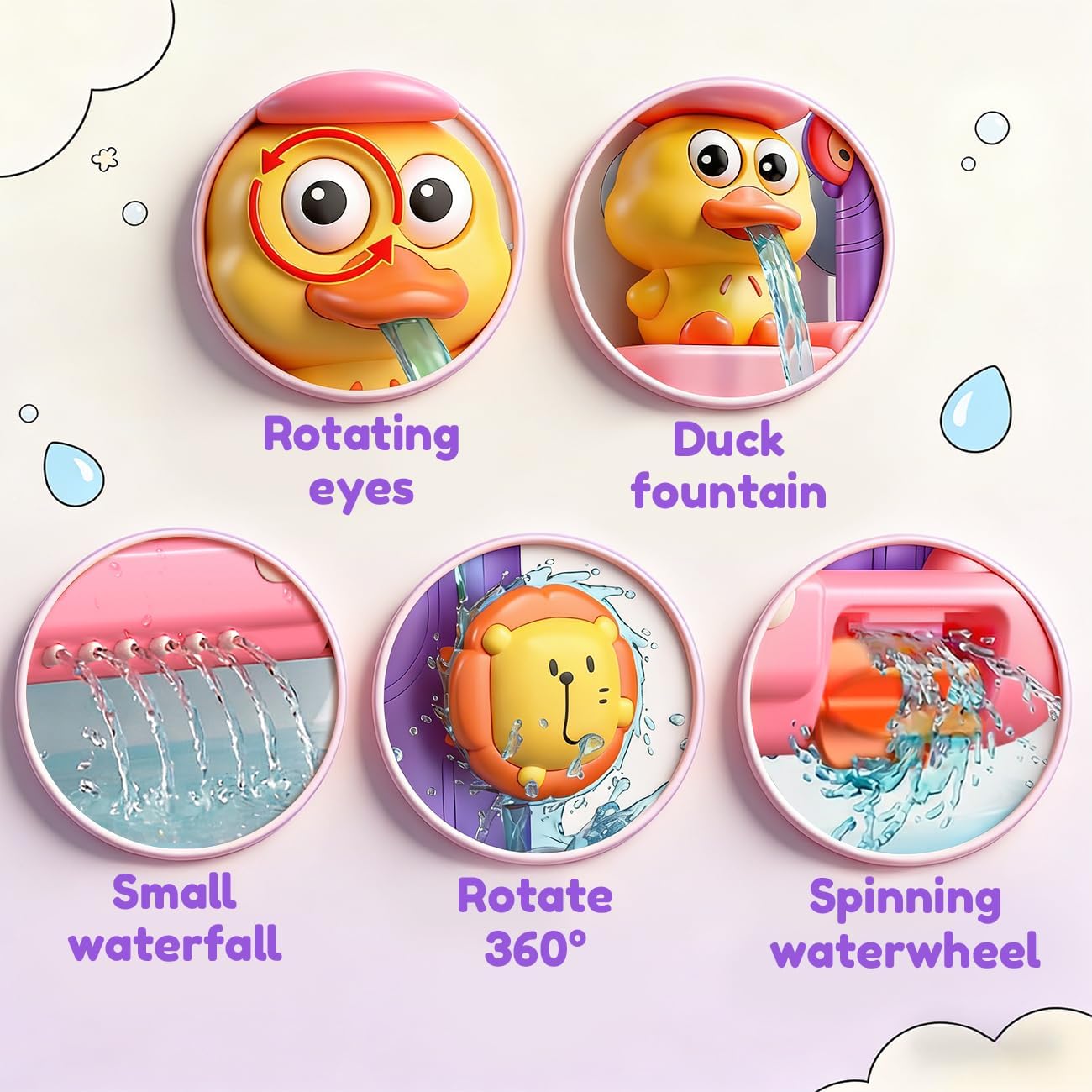 Hot Bath Toys for Kids Ages 1-3: Toddler Bath Toys for 1 2 3 Year Old Girl Gifts - Pink Bathtub Toy for Toddlers 2-4 - Baby Girl Gifts 12+ Months