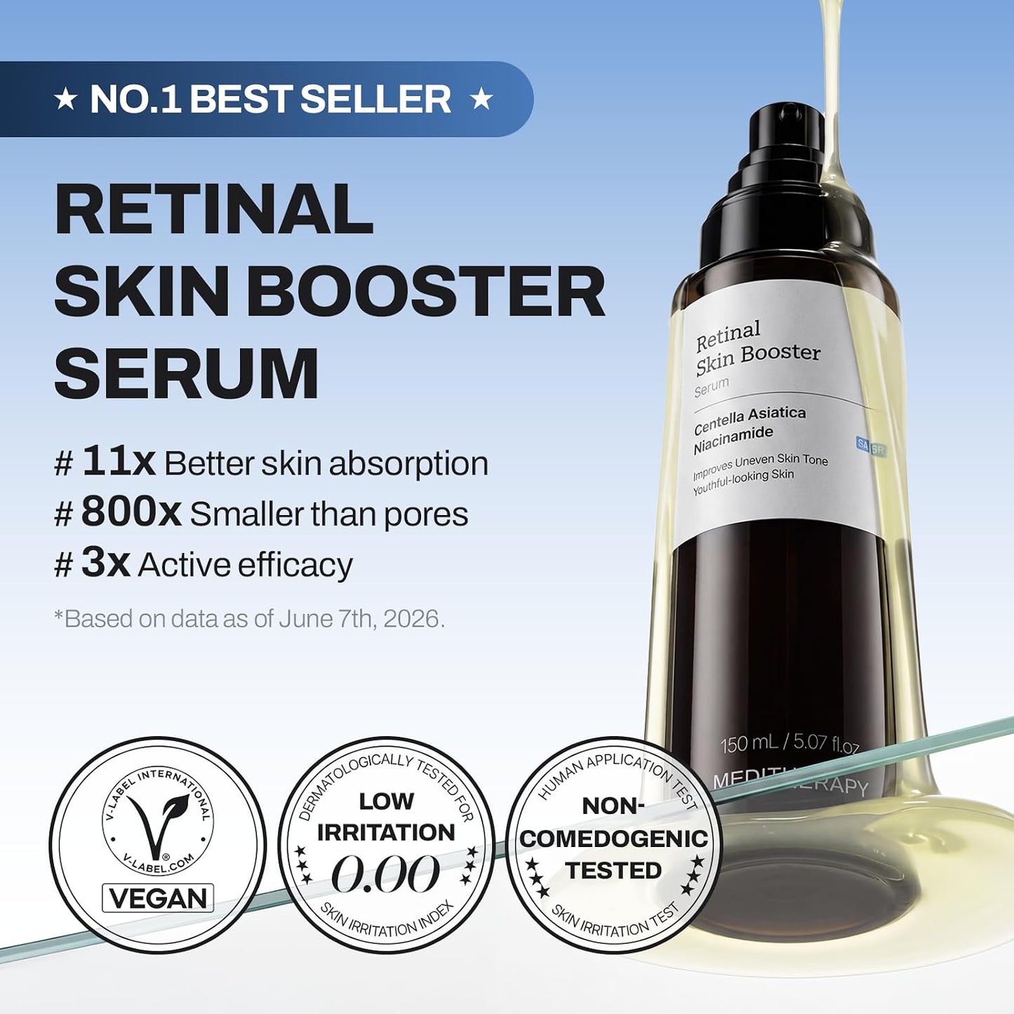 HotMEDITHERAPY Retinal Skin Booster Serum 5.07 fl oz | Retinaldehyde, Niacinamide, Cica | Korean Hydrating Face & Body Serum for Dull, Uneven Skin, All Skin Types, K-Beauty