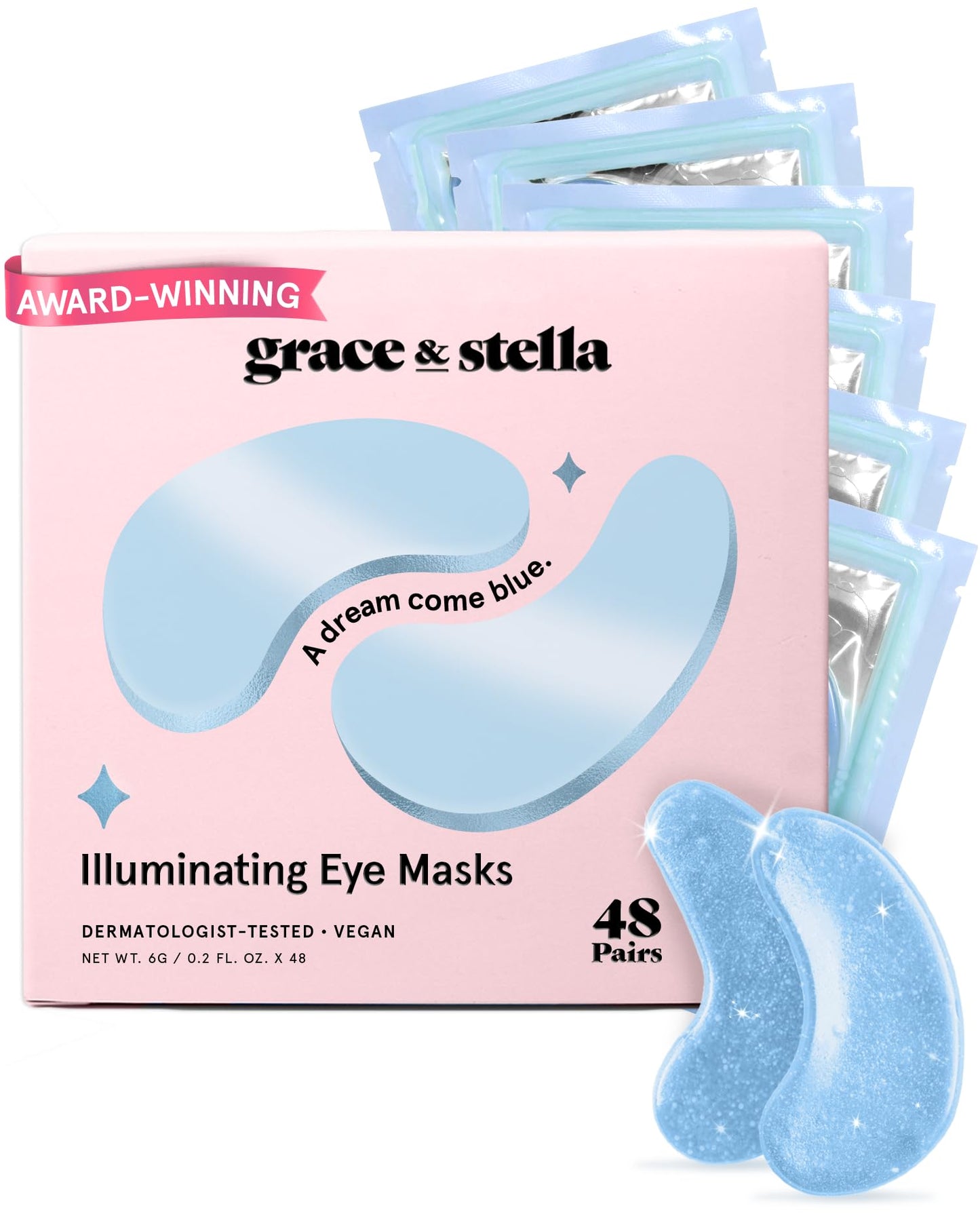 Hotgrace & stella Under Eye Patches (12 pairs) Eye Masks for Puffy Eyes and Dark Circles - Gifts for Women, Bridesmaids, Birthdays, Bachelorette Party, Self Care Gifts for Women - Vegan Cruelty-Free