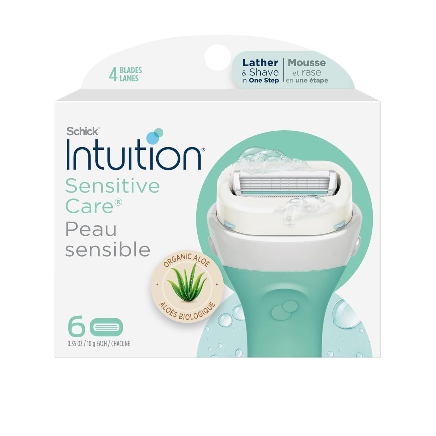 HotINTUITION Schick Refill, Razors for Women Sensitive Skin | Intuition Razor Blades Refill with Organic Aloe, Razor Refills , 6 Count (Pack of 1)
