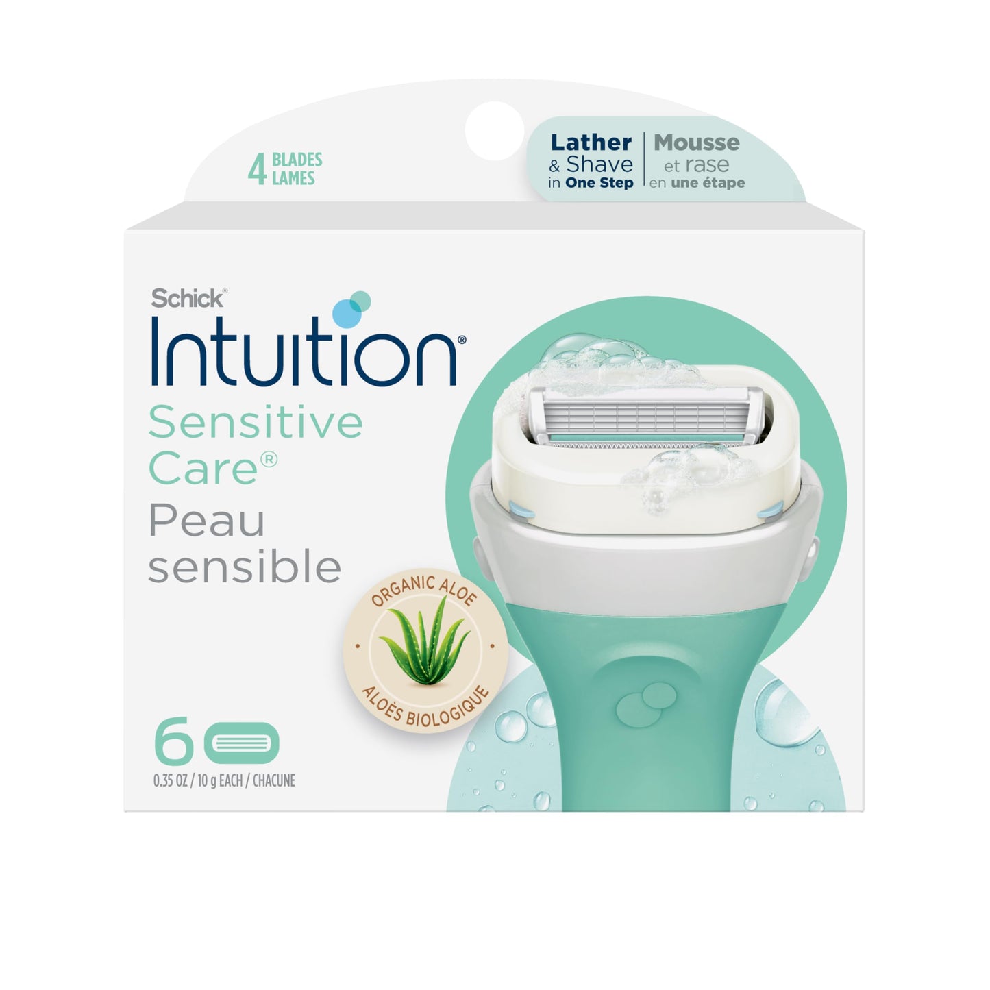 HotINTUITION Schick Refill, Razors for Women Sensitive Skin | Intuition Razor Blades Refill with Organic Aloe, Razor Refills , 6 Count (Pack of 1)