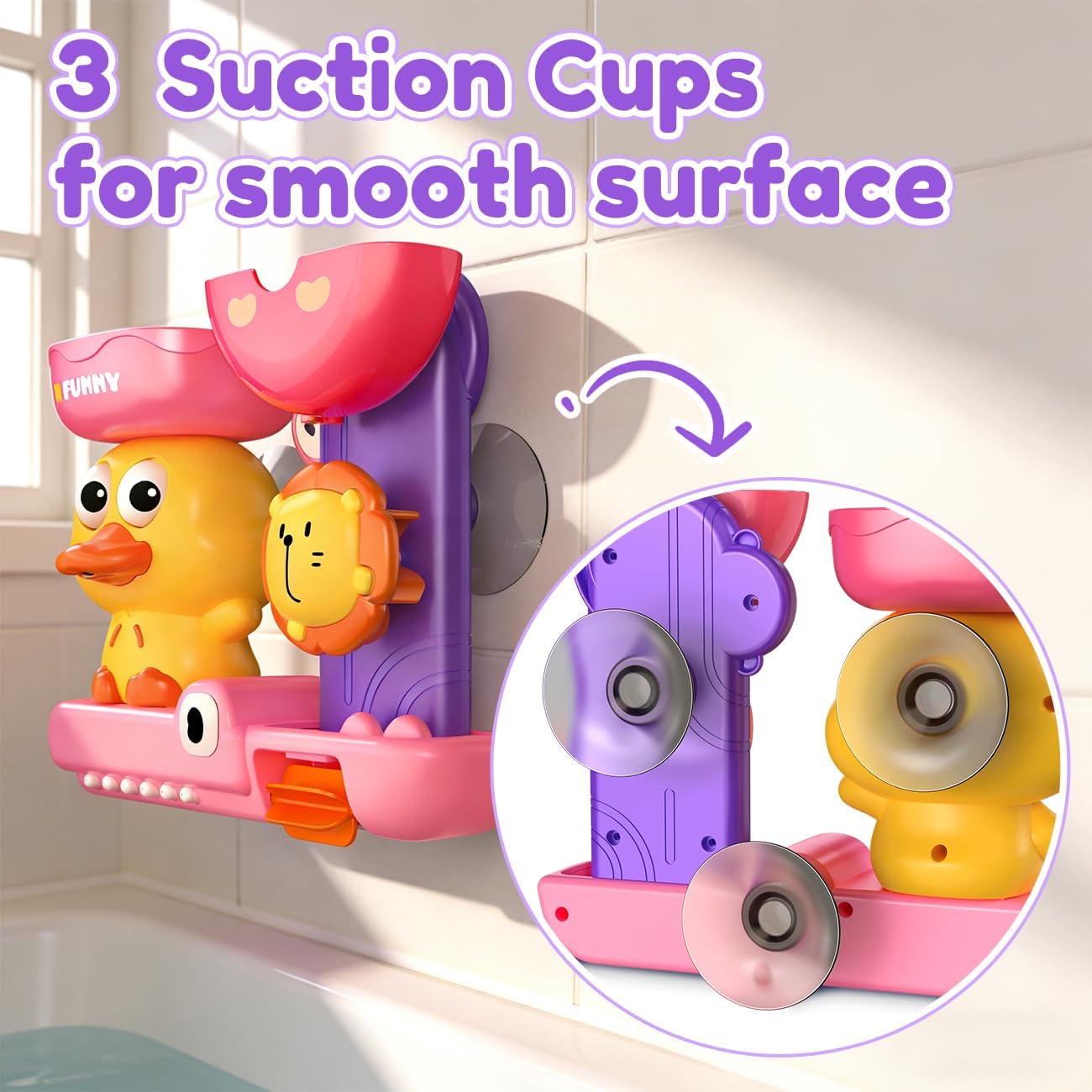 Hot Bath Toys for Kids Ages 1-3: Toddler Bath Toys for 1 2 3 Year Old Girl Gifts - Pink Bathtub Toy for Toddlers 2-4 - Baby Girl Gifts 12+ Months