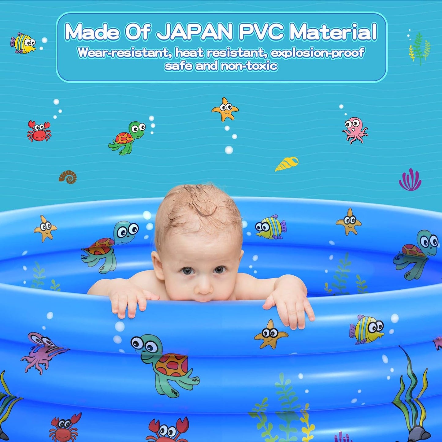HotGarden Round Inflatable Baby Swimming Pool, Portable Inflatable Child/Children Little Pump Pool,Kiddie Paddling Pool Indoor&Outdoor Toddler Water Game Play Center for Kids/Girl/Boy
