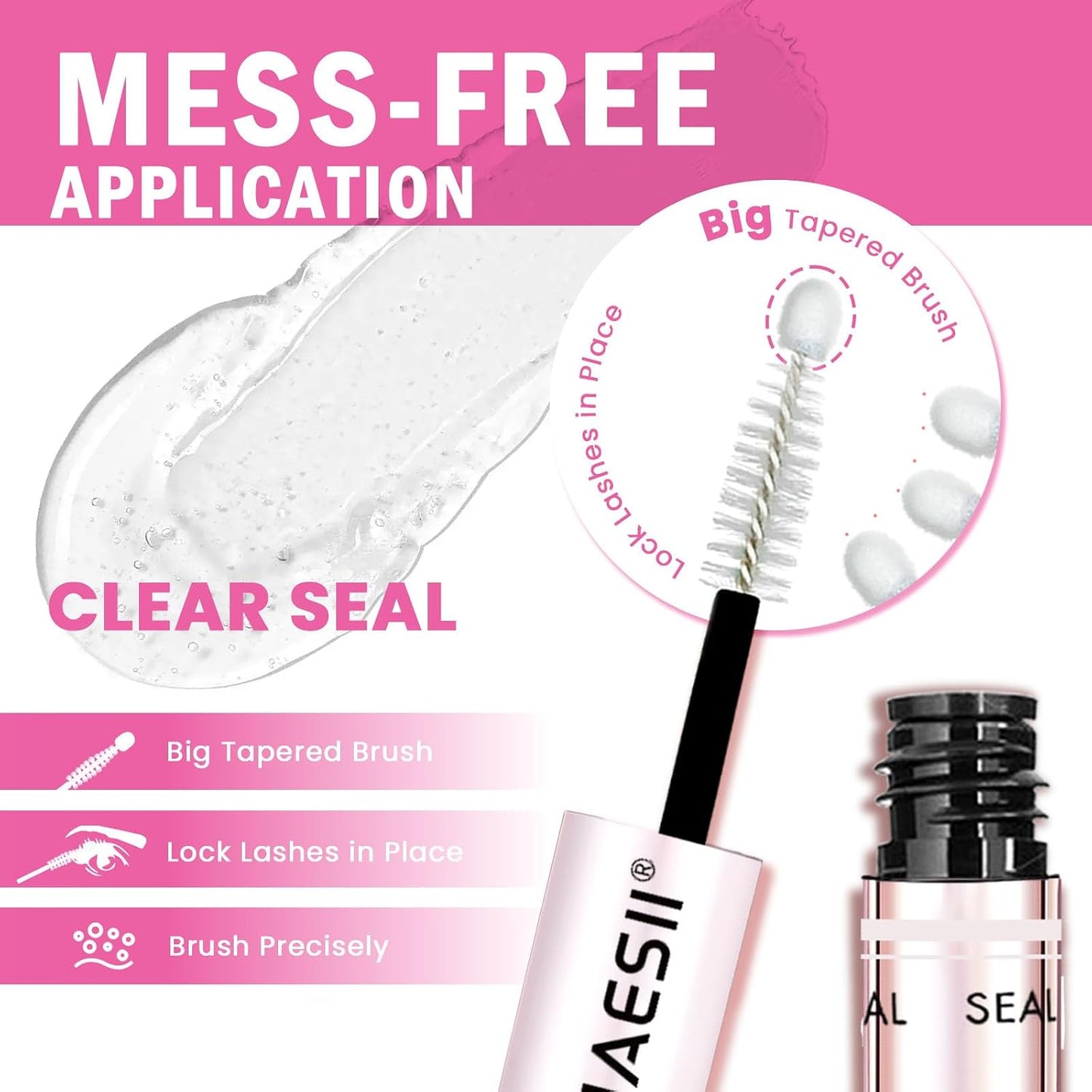 HotLA MAESII Lash Cluster Glue, Lash Bond and Seal for Eyelash Clusters, 10ml Bond and Seal, Waterproof, 2-in-1 Home Use, Strong Hold for 72H