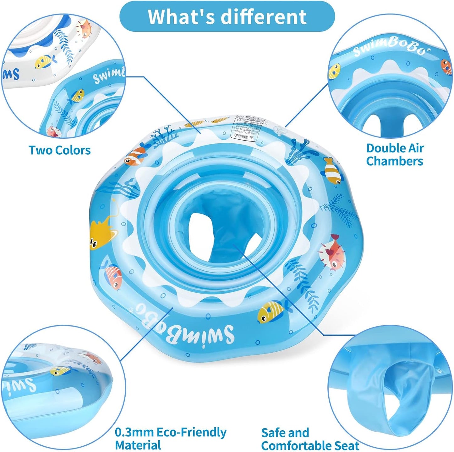 HotInflatable Baby Swimming Float with Safety Seat Fun Swimming Pool Toys for Age 6-36 Months Toddler