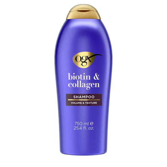HotOGX Thick & Full + Biotin & Collagen Volumizing Shampoo, Nutrient-Infused Hair Shampoo with Vitamin B7 Biotin Gives Hair Volume & Body for 72+ Hours, Sulfate-Free Surfactants, 25.4 fl. oz