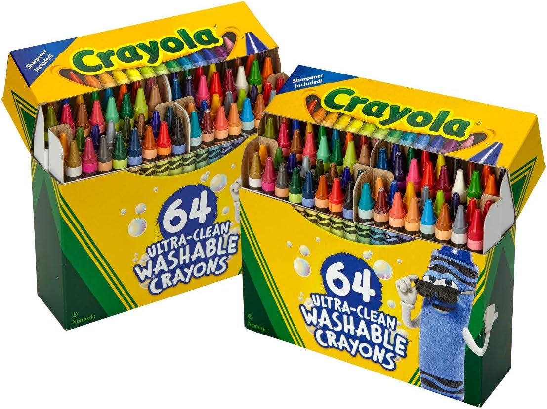 Hot Crayola Washable Crayons for Kids - 64ct (2 Boxes), Classroom Must Haves, Teacher School Supplies Essentials, Bulk Crayons for Toddlers [Amazon Exclusive]