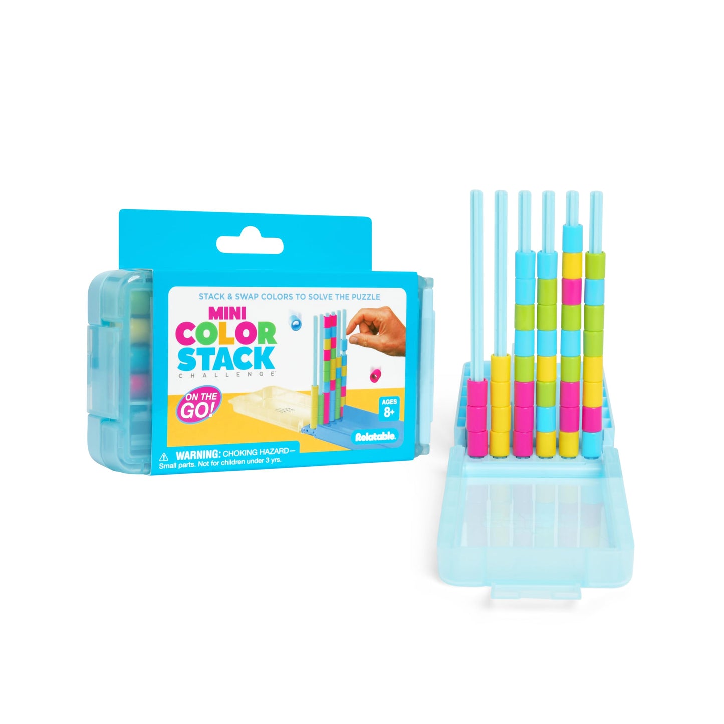 HotColor Stack Challenge by Relatable – A Fast-Paced Color Matching Puzzle Game for Fun Parties and Family Game Night. Includes 2 Stack Racks, 50 Challenge Cards, 80 Rings & Instructions
