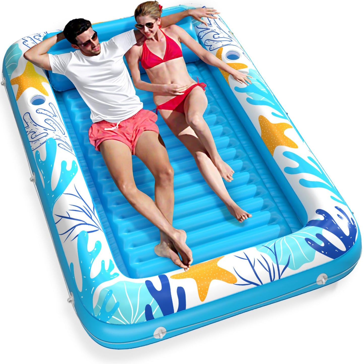 HotInflatable Tanning Pool Lounger Float - Jasonwell 4 in 1 Sun Tan Tub Sunbathing Pool Lounge Raft Floatie Toys Water Filled Tanning Bed Mat Pad for Adult Blow Up Kiddie Pools Kids Ball Pit (MG,L)