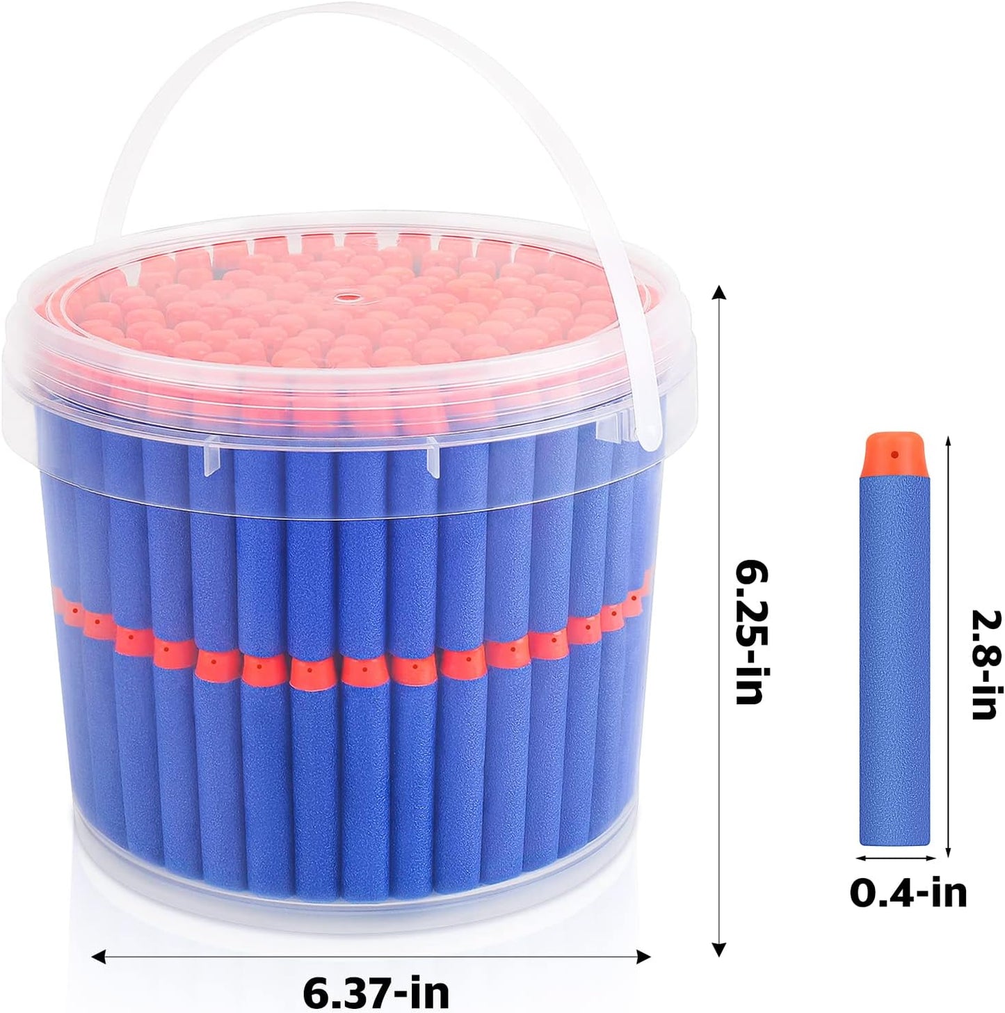 HotPokiiulk Refill Darts Bullets Compatible with Nerf Guns N-Strike Elite Series, 300PCS Refill Darts Premium Foam Bullets Pack with Portable Storage Bucket