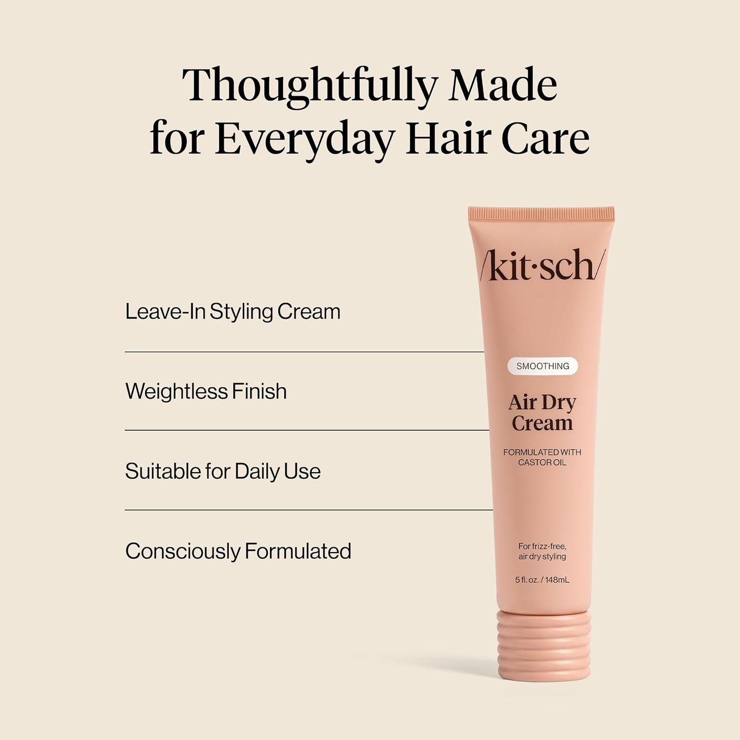 HotKitsch Smoothing Air Dry Cream for Hair – Frizz Control Hair Care Product with Castor Oil & Coconut Oil – Weightless Styling Cream - Enhances Natural Texture Appearance – 5 oz