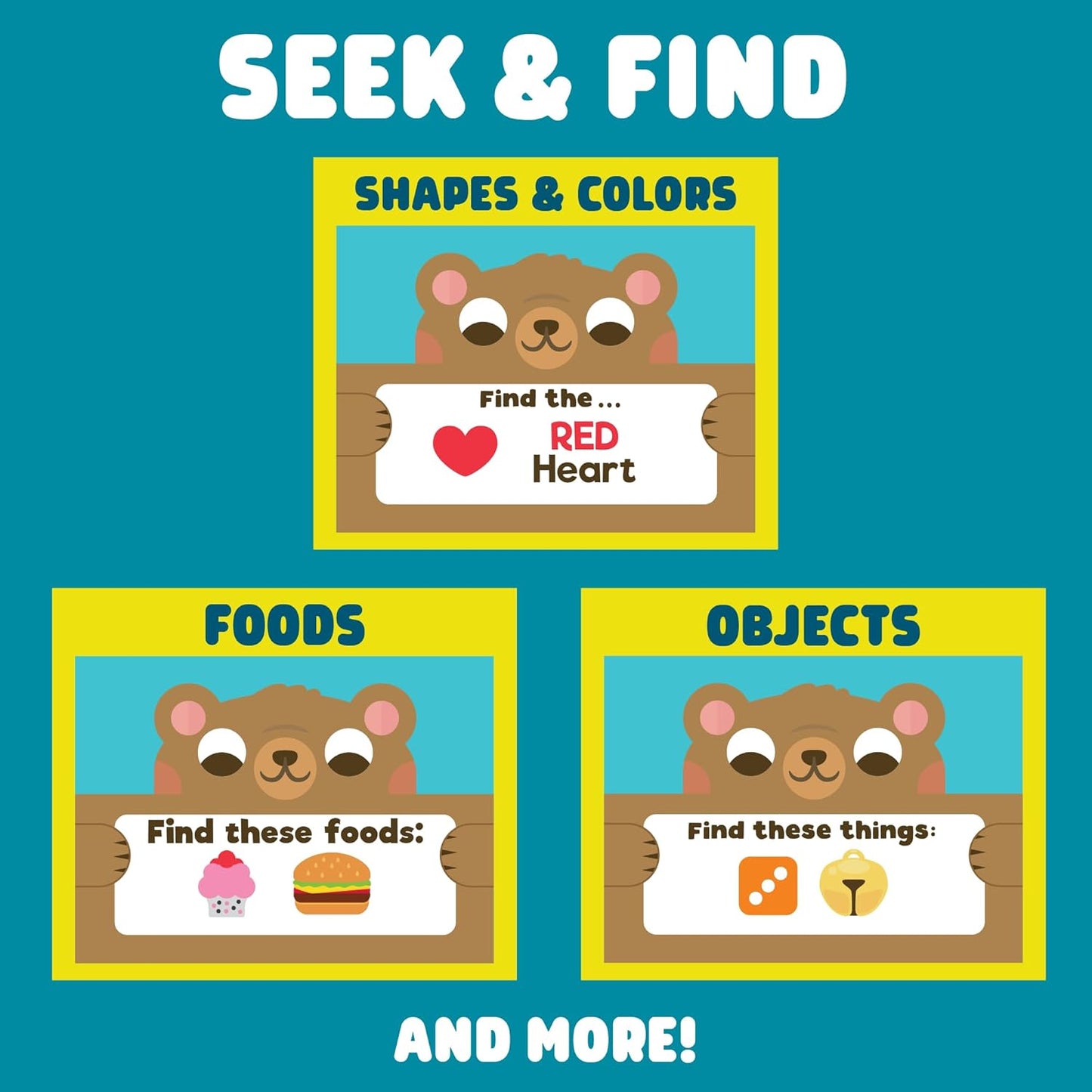 Hot Chuckle & Roar Sensory Seek & Find Scavenger Hunt Bear – Plush Travel Toy with Hidden Objects, 40 No-Reading Challenge Cards, Sensory Activity for Focus & Calm, Toddler Gift Ages 3+