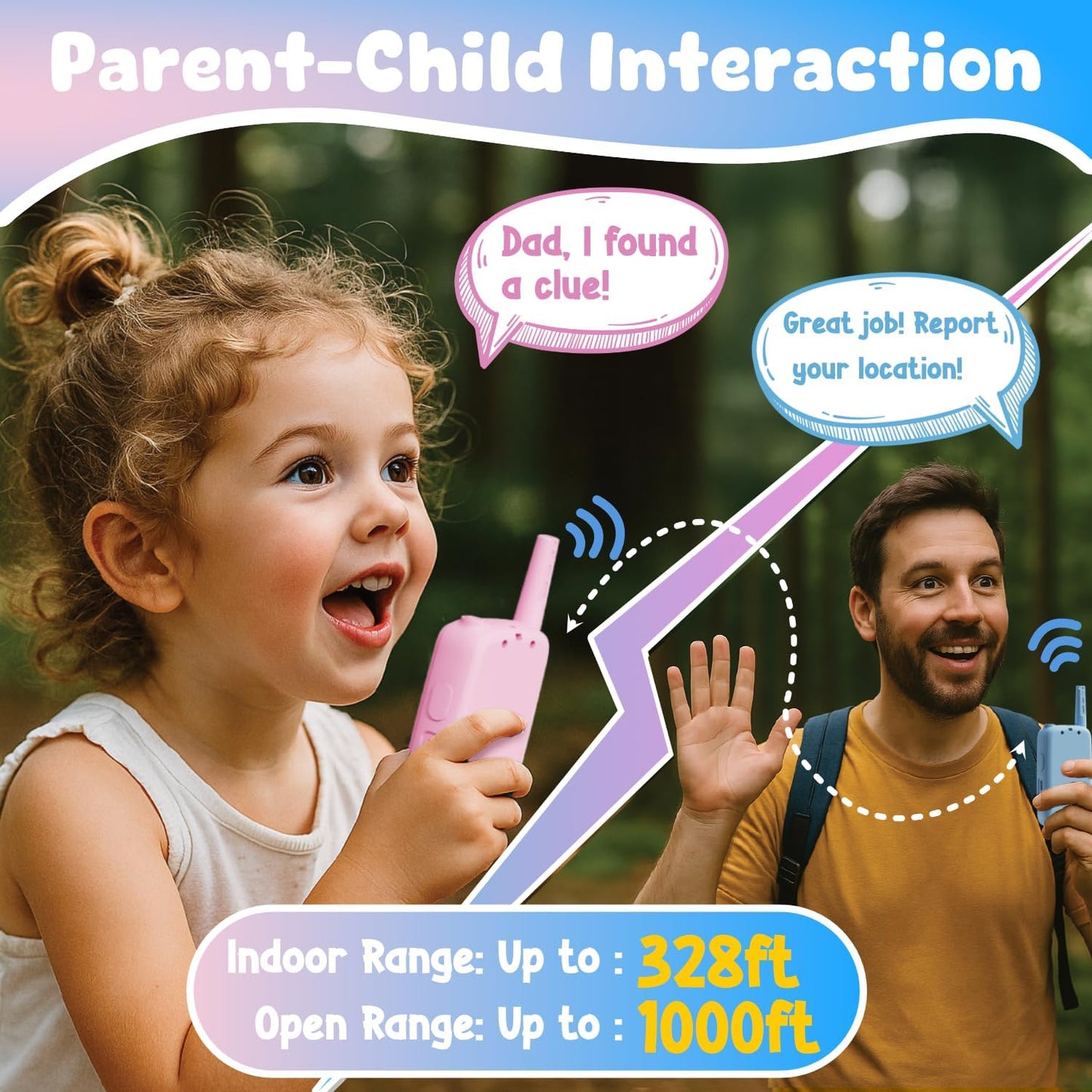 Hot Video Walkie Talkies for Kids, Handheld 2 Pack Rechargeable Video Walkies Talkies, Indoor Outdoor Toys Christmas Birthday Gifts for Age 3-12 Year Old Girls Boys (Blue & Pink)