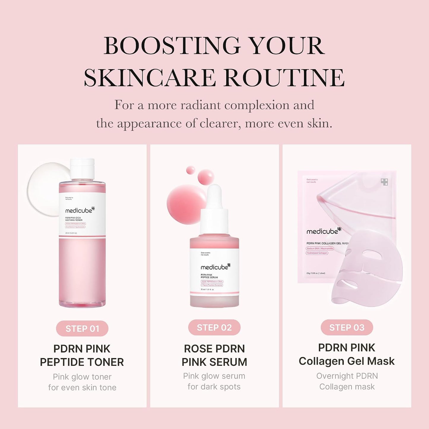 Hotmedicube PDRN Toner Rose PDRN Peptide Toner | Lightweight & Watery Toner with Rose PDRN, Peptides, Niacinamide - For Soothing & Calming, Korean Skincare, 8.45 fl.oz