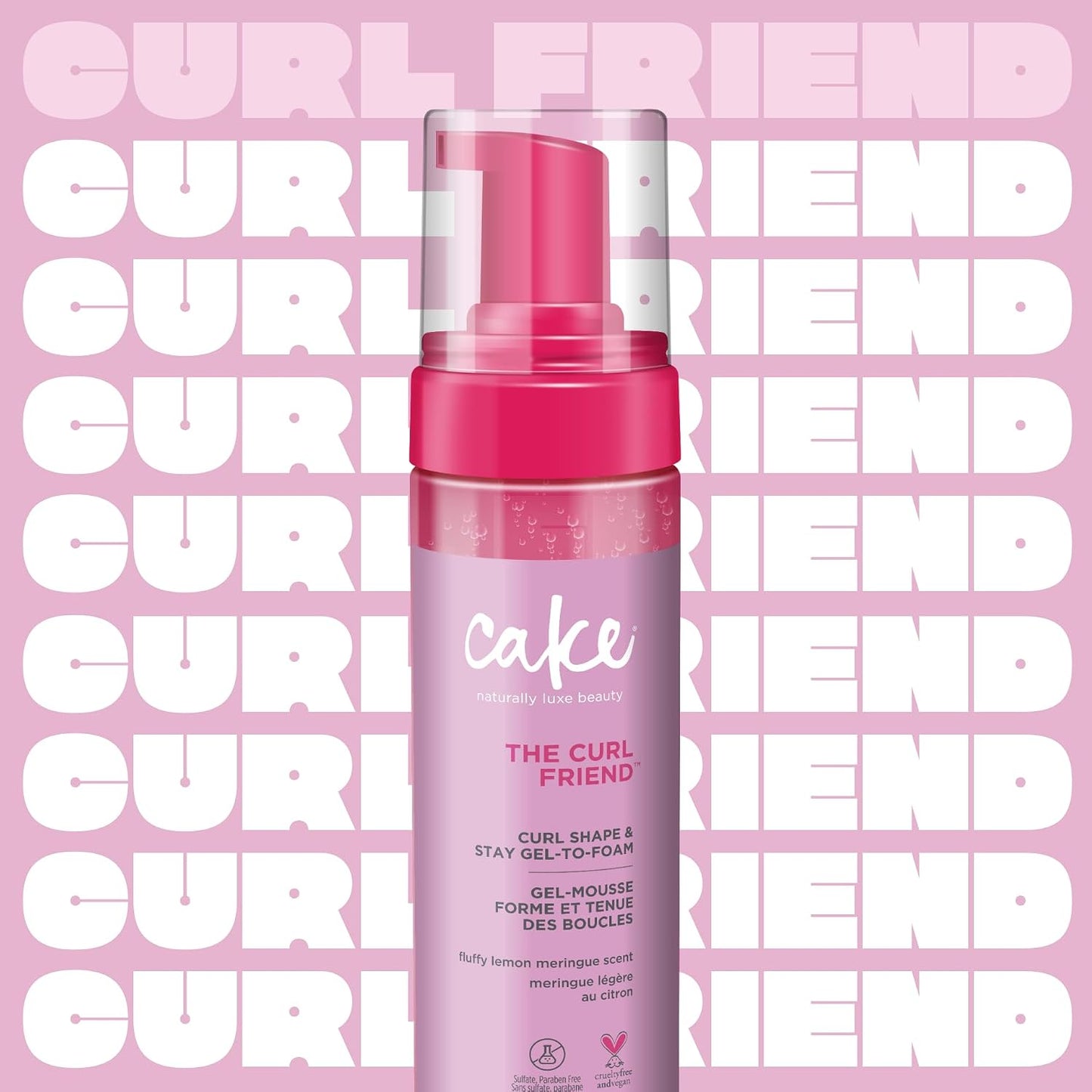 HotCake Beauty Gel-to-Foam Curl Styler, The Curl Friend – High Hold Curl Defining Gel, Frizz Protection, Coconut Oil & Shea Butter - For Curly Hair- 6.8 fl oz./ 200 mL