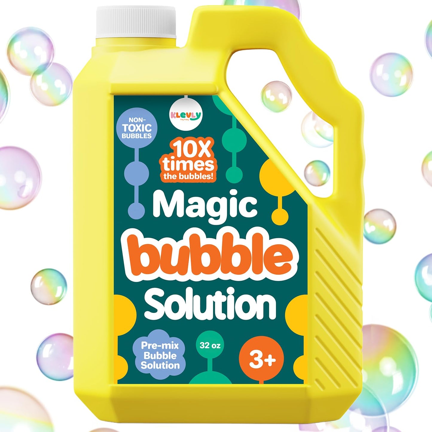 Hot64 oz Iridescent Bubble Solution Refill | Non-Toxic Pre-Mix Bubble Refill Solution No Mixing or Measuring Required | Bubbles for Kids | Bubbles Bulk | Bubble Machine Solution | Giant Bubble Solution