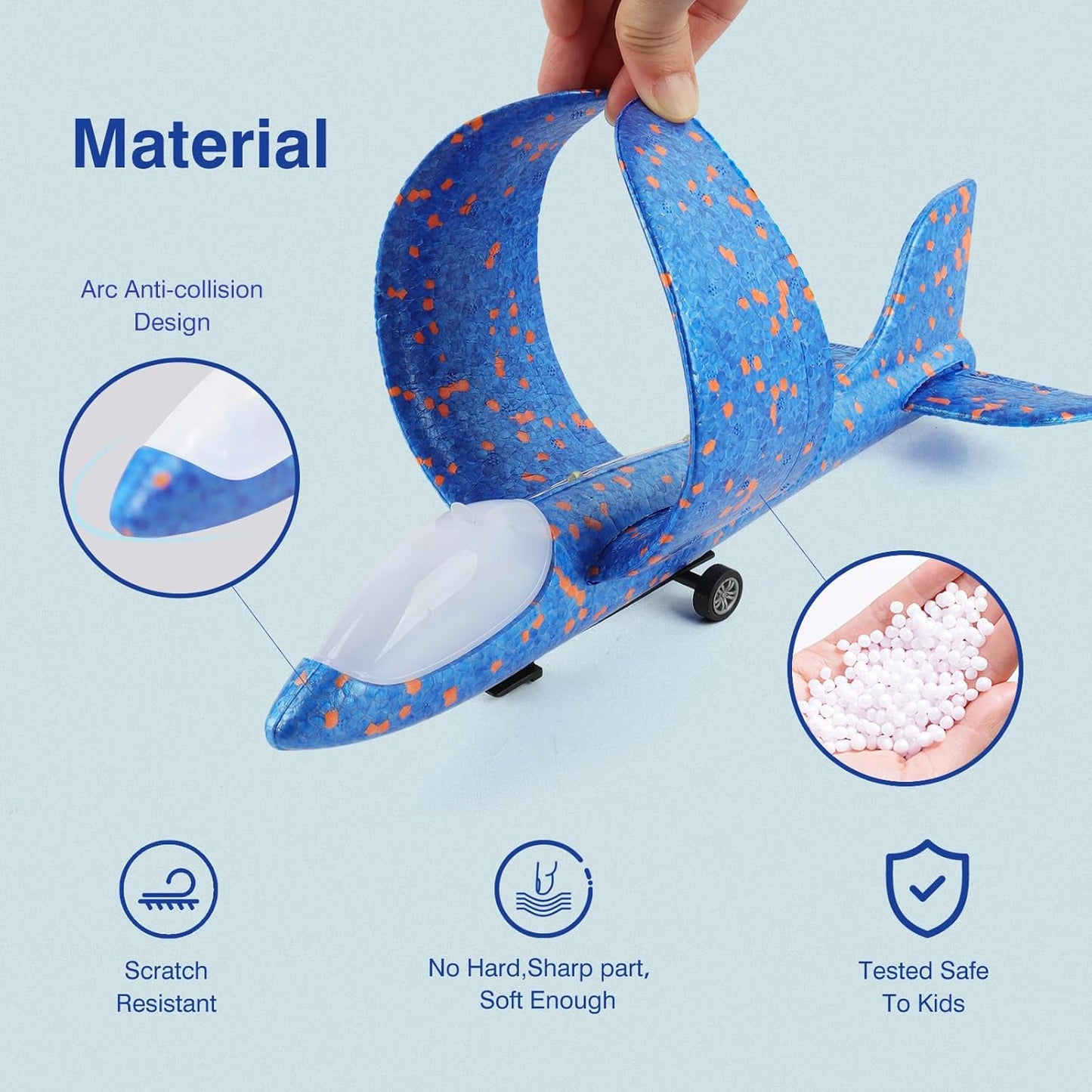 HotWesfuner 3 Pack Foam Airplane Launcher Toys, 2 Flight Mode Glider Plane,Kids Flying Toy,3 4 5 6 7 8 9 10 11 12 Year Old Boys Girls Gifts,Outdoor Sport Party Favor