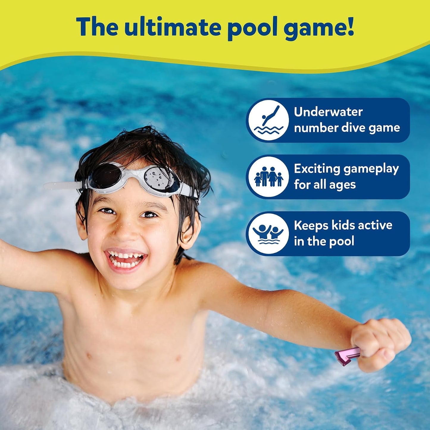 HotSkillmatics – Seek & Splash, Pool Dive Toys for Kids, Search & Find Game | Swimming Pool Number Dive Toy, Summer Fun & Gift for Boys & Girls Ages 6, 7, 8, 9, 10, 11 & Up, Includes 50 Colorful Gems