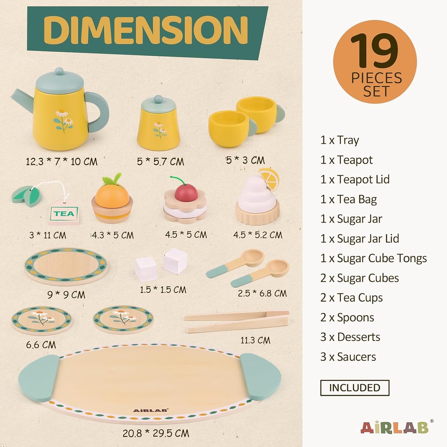 HotTea Sets for Toddlers 3-5 Girl Birthday Gift 3 Year Old Princess Party | Wooden Play Food Toy Sets for Kids Kitchen Accessories Age 3 4 5 6 Wood Educational Toys