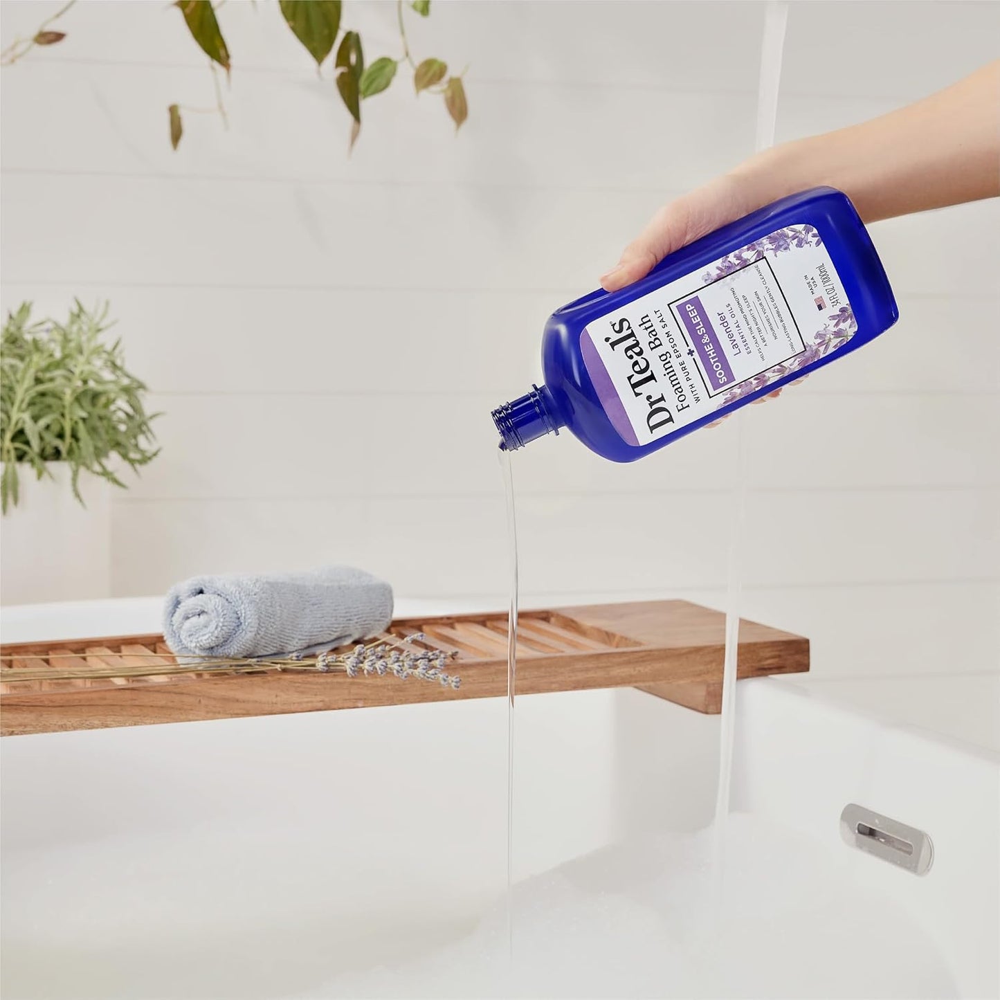 HotDr Teal's Foaming Bath with Pure Epsom Salt, Soothe & Sleep with Lavender, 34 fl oz (Pack of 2)