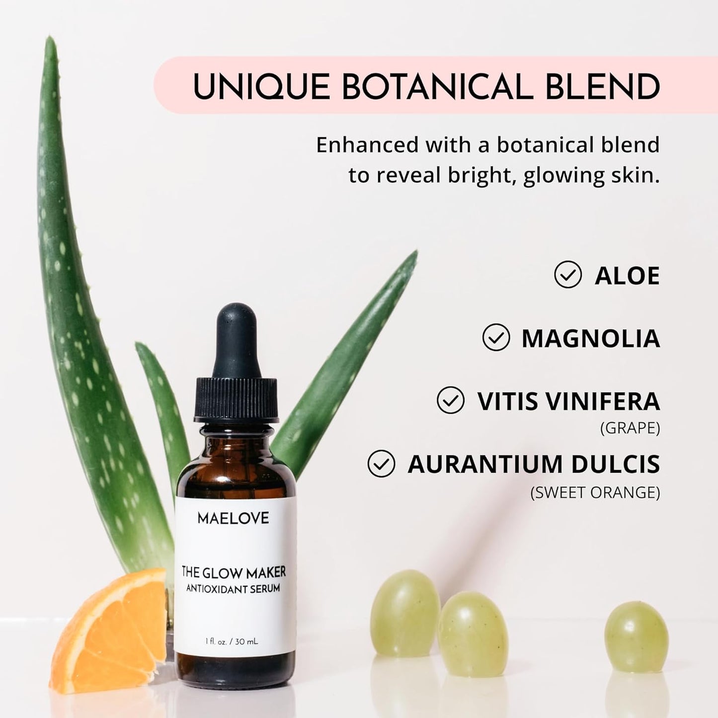 HotMAELOVE Glow Maker Vitamin C Serum with Vitamin E, Ferulic Acid & Hyaluronic Acid, Award-Winning Brightening and Hydrating Facial Serum, Unscented, 1.0 fl oz