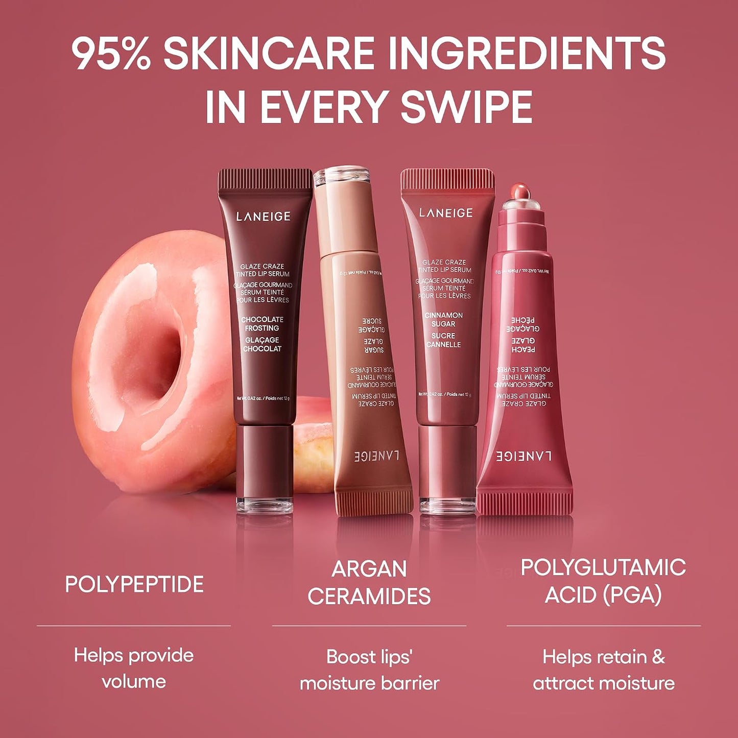 HotLANEIGE Glaze Craze Tinted Lip Serum: Hydrating, Lip Barrier-Boosting, Softening Lip Serum Treatment for Glossy & Buildable Shine, Nourished Lips with Plumping Polypeptides | Korean Skin Care