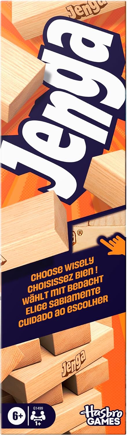 HotOfficial Hasbro Games Jenga Game | Digital Die for 6 More Ways to Play | Original Wood Block Game | Stacking Tower | Ages 6+ | 1+ Players | Party Games