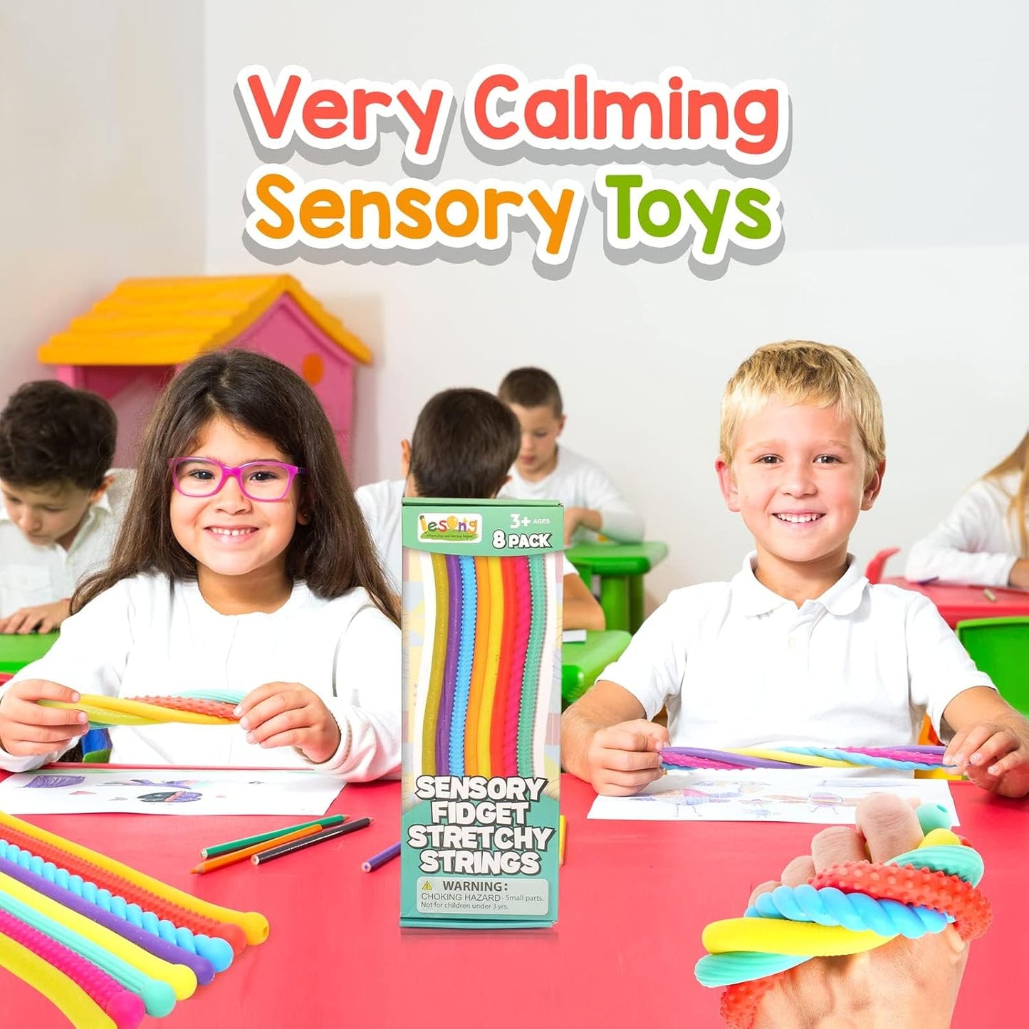 HotSensory Autism Toys for Kids - Textured Stretchy Fidget Toys for Stress - Sensory Toys Special Needs for Autistic Toddlers Boys Girls Stocking Stuffers Gifts, Treasure Prizes Classroom - 8 Pack