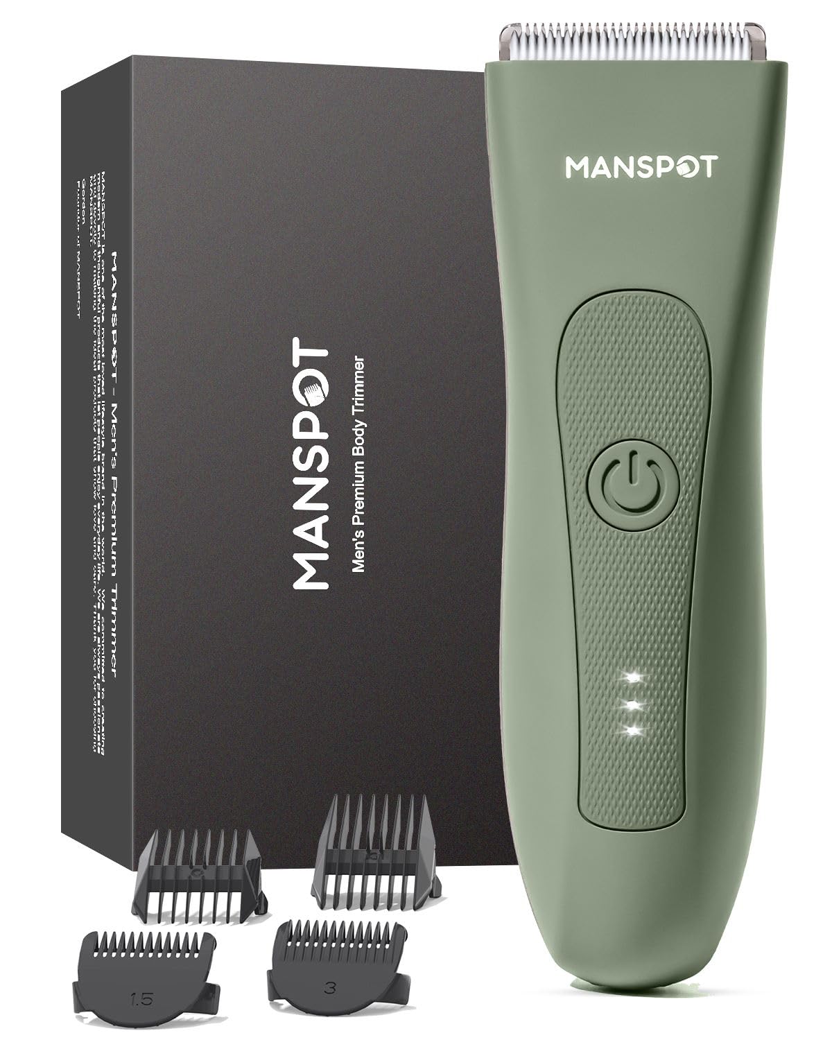 HotMANSPOT Manscape Groin & Body Hair Trimmer for Men, Electric Ball Pubic Trimmer Shaver,Manscape Kit with 4 Guard,Replaceable Ceramic Blade Heads,Waterproof Wet/Dry Shaver,90 Minutes Shaving