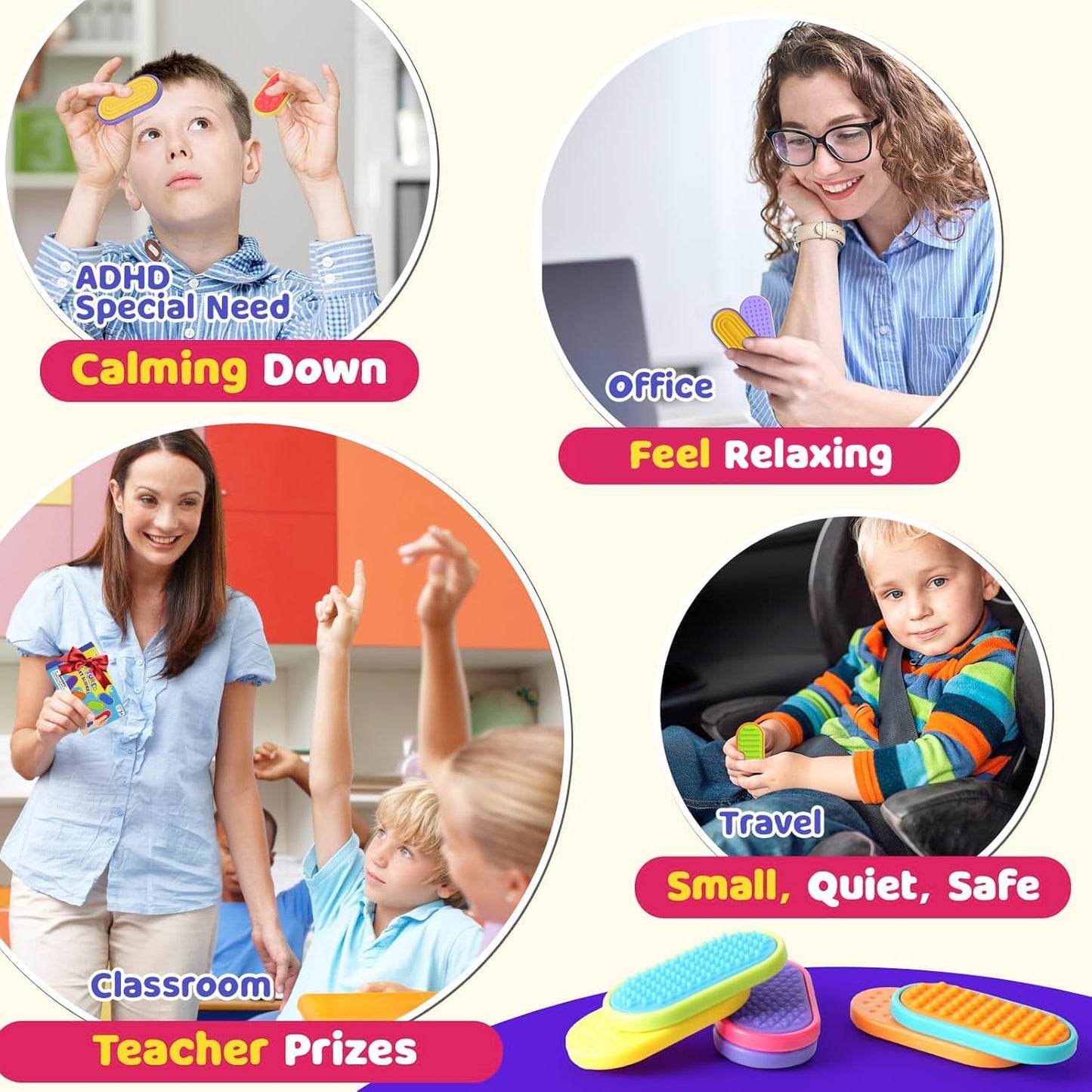 Hot Sensory Fidget Magnet Toys for Kids: Silicone Magnetic Sliders Stress Fidgets for Autism, Stress Small Texture Fidget Toys for Classroom Prizes, Adults Office Desk / Portable Travel Must Haves, Gifts