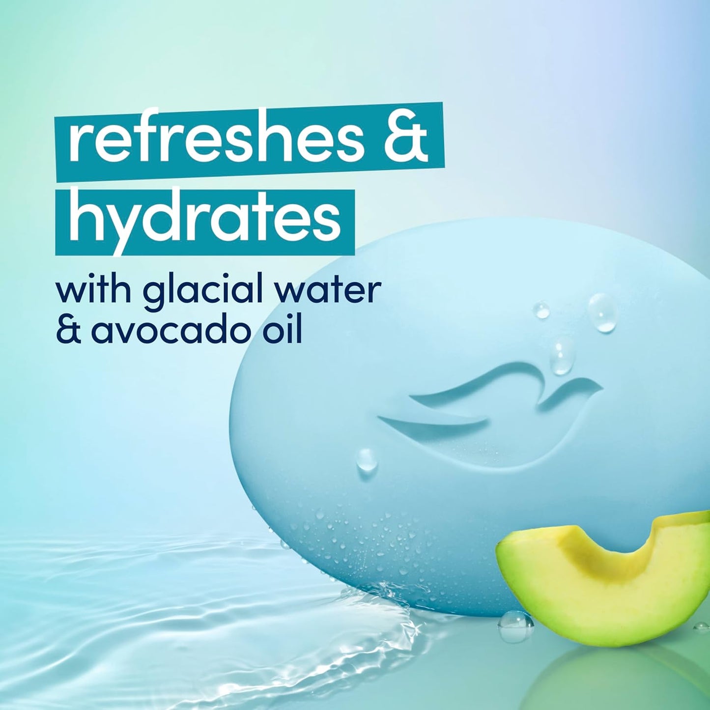 HotDove Hydrating Beauty Bar Soap 6 Count, Glacial Water & Avocado Oil, 3.75 oz I Hydrating beauty bar with glacial water and avocado oil for refreshed, soft and healthy-looking skin