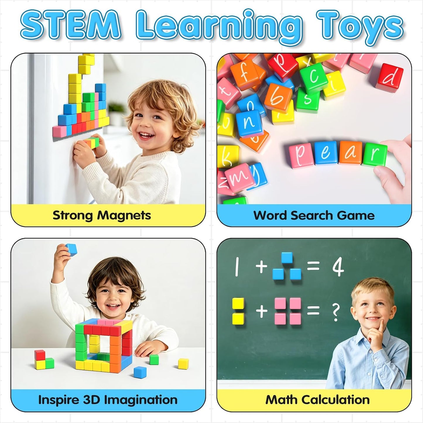 HotApluses 42PCS Magnetic Blocks, Gifts for 3 4 5 6 Year Old, Magnet Building Blocks for Toddlers, Girls & Boys, Sensory - Montessori - Autism - Magnetic Toys for Kids Ages 3-5 4-8