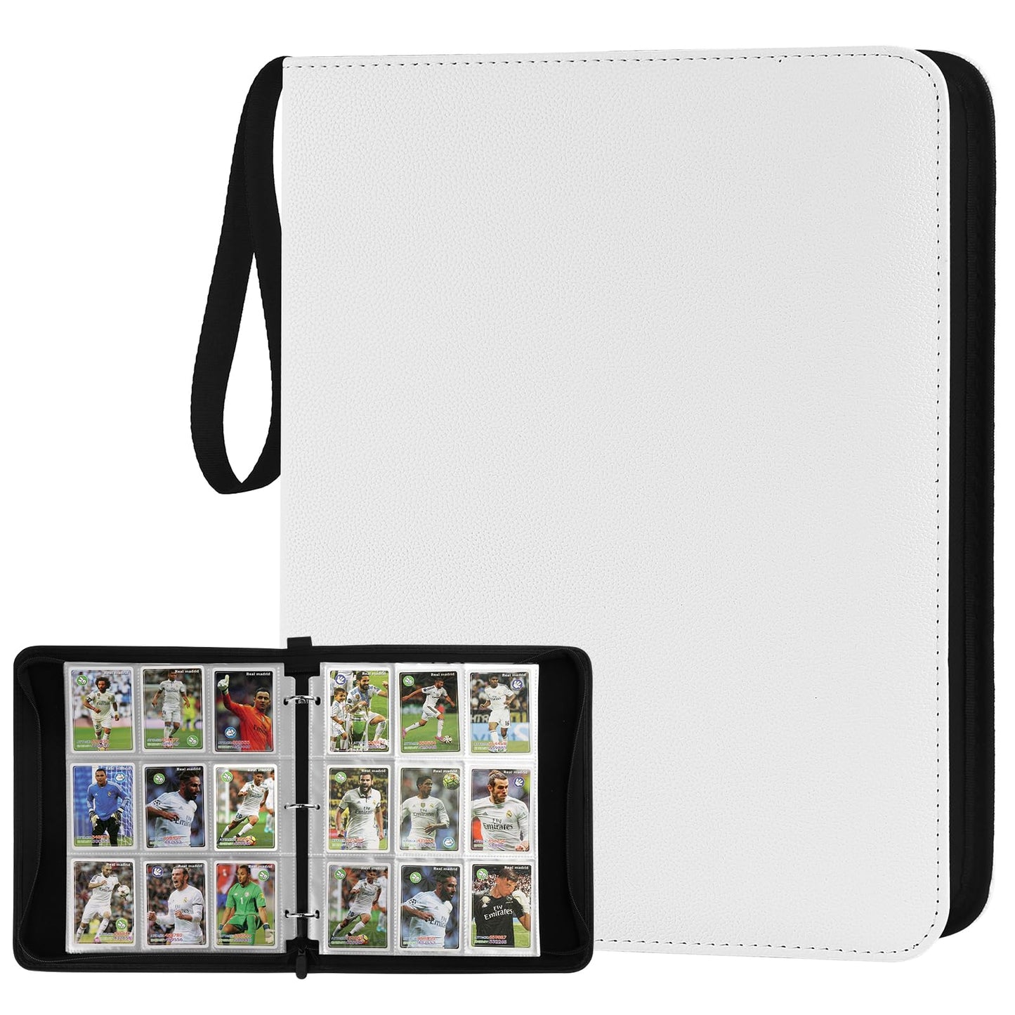 HotGERMUN 9 Pocket Trading Card Binder,720 Cards,40 Top-Loading Pages, Double Sided Pockets PU Cover Zipper Collection Album Folder for Standard MTG, TCG, Sports Cards(Black)