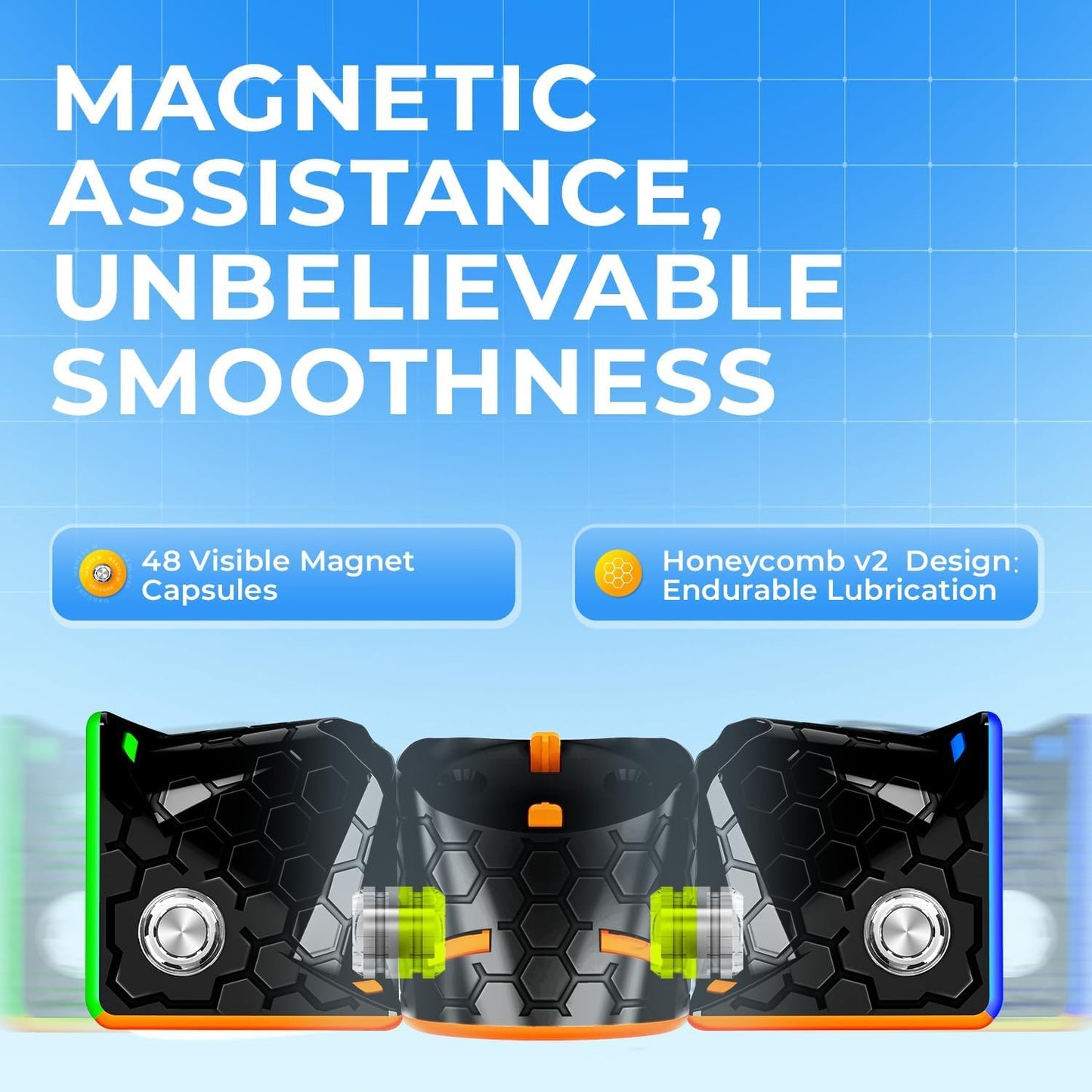 HotGAN 356 M, Speed Cube 3x3 Magnetic Speedcube Stickerless 356M Fidget Toys for Kids Adults, No Extra GES