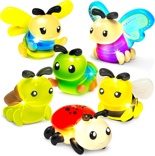 HotTub Works® Bugs™ Light Up Bath Toys, 6 Pack | Water-Activated Light Up Toys Flash & Change Color | Easy-Grip Baby Girl & Toddler Bath Toys | Glow Bugs for Kids | Sensory Bathtub Toys with Bath Lights