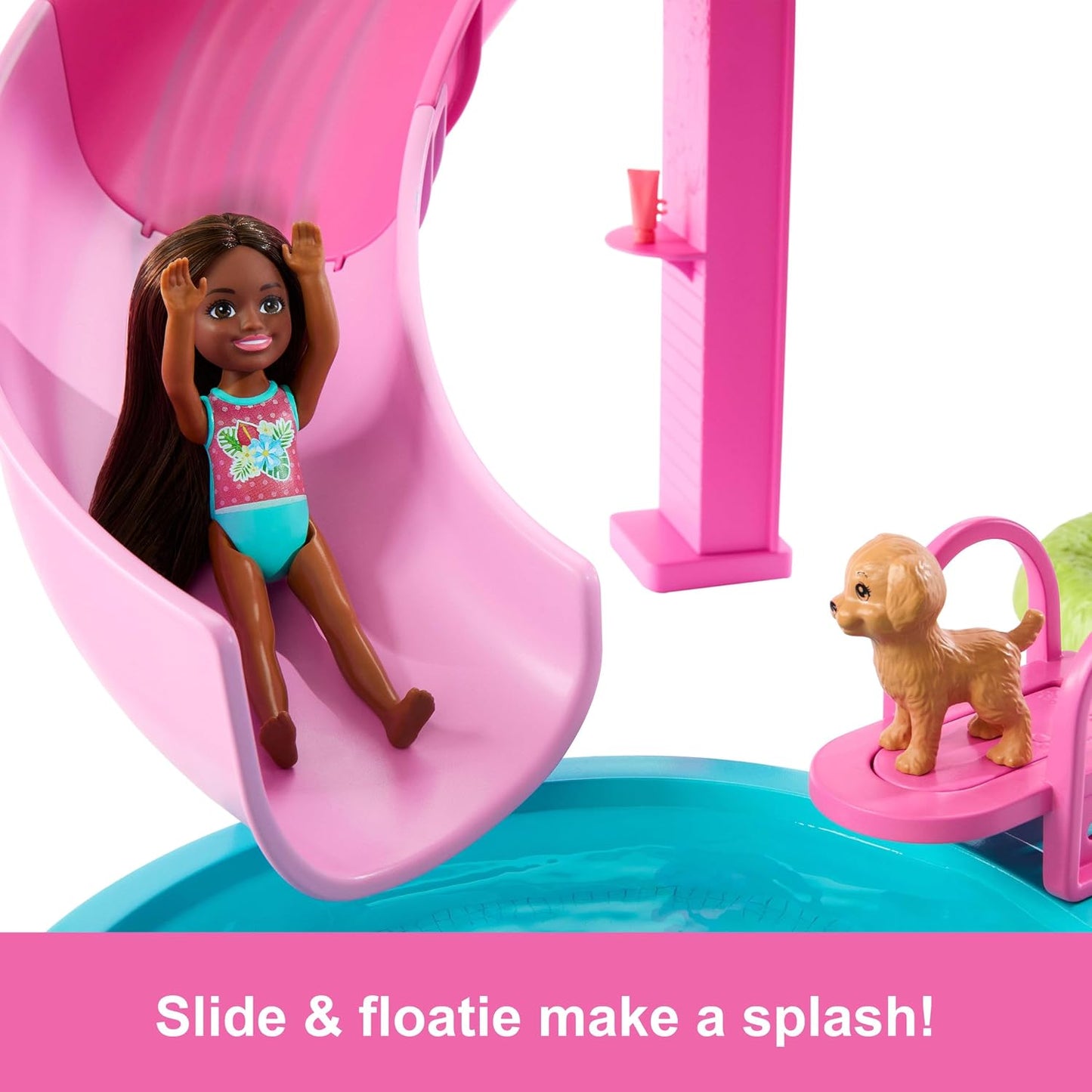 Hot Barbie Dream Pool Playset with 6 Play Areas, Including Slide & Bubbling Hot Tub, Plus 20+ Accessories Like Pet, Floaties & More