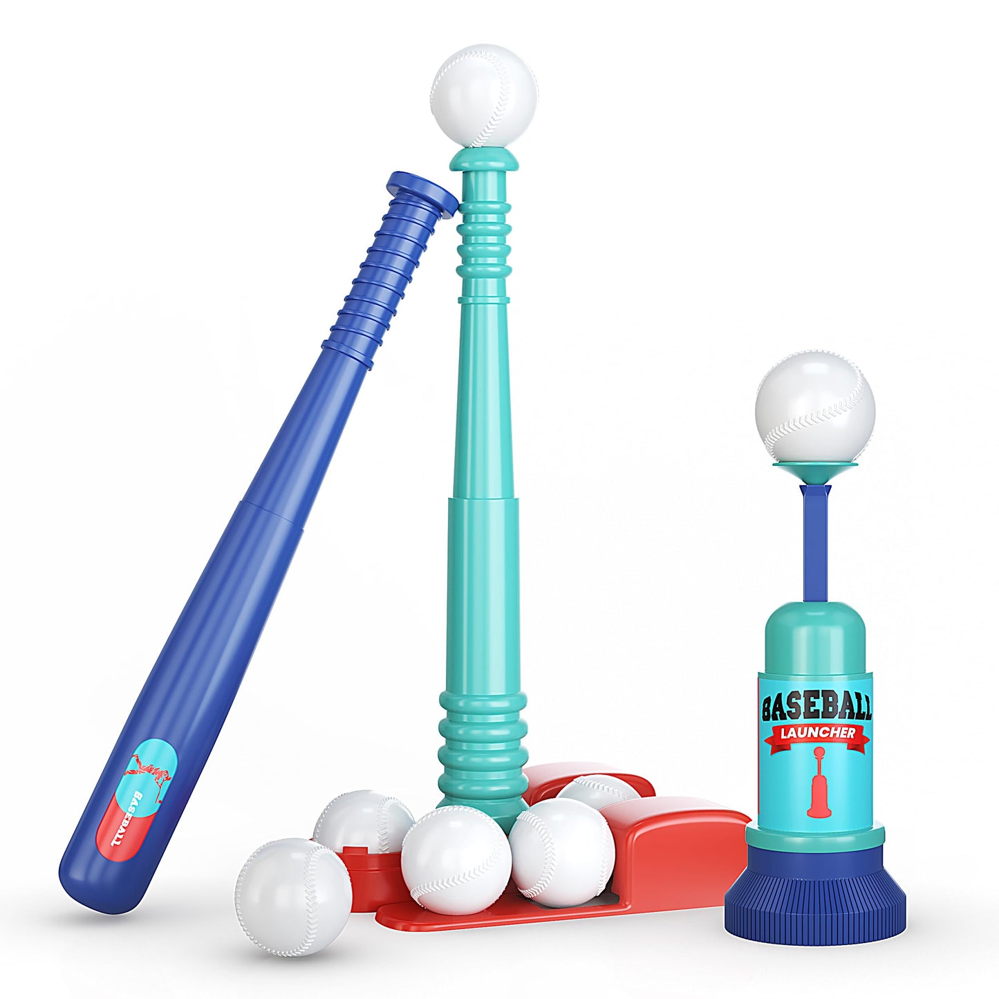 Hot T Ball Stand for Kids and Toddlers 1-3, 3-5, 5-8. Baseball Set Includes 6 Large Balls, an Adjustable Tball Batting Tee, and a Pitching Machine. Kids Bat and Ball, T-Ball Sets for Kids