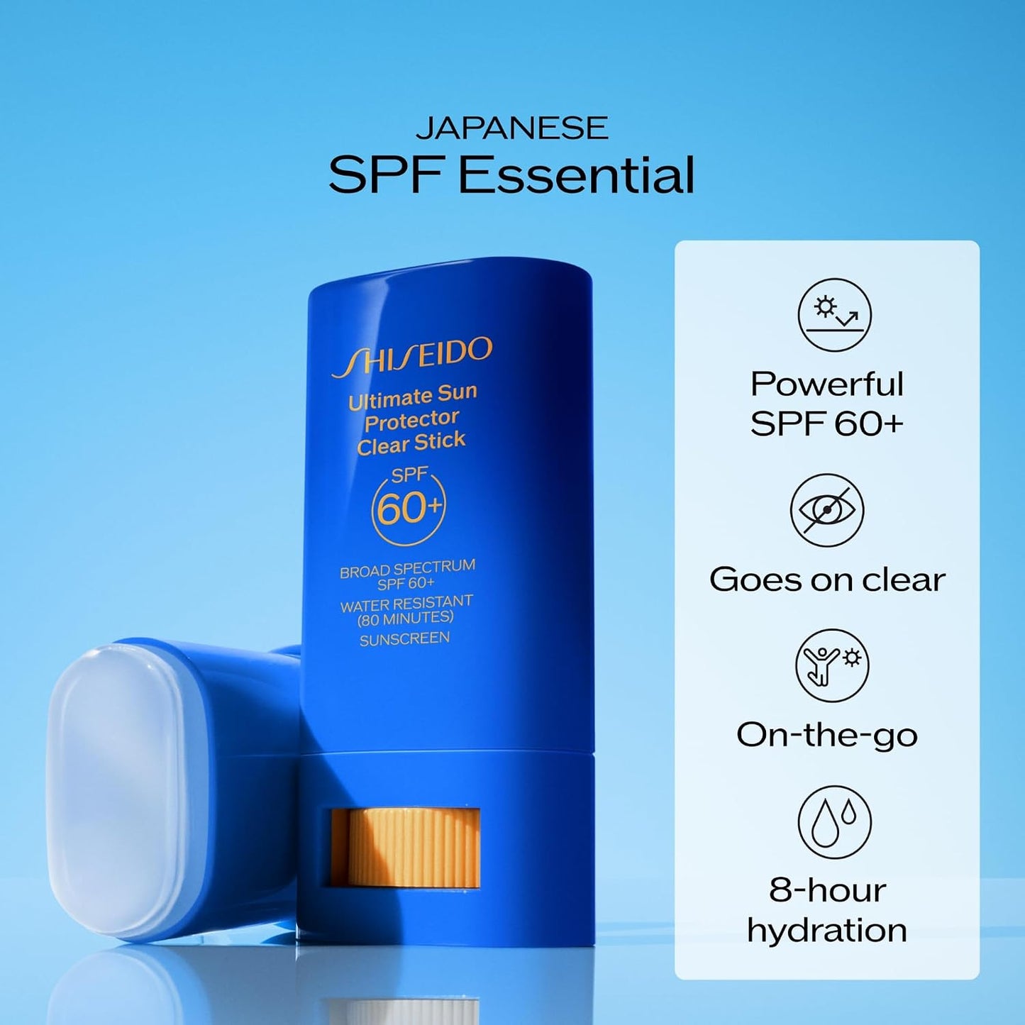 HotShiseido Clear Sunscreen Stick - Invisible Broad-Spectrum Face Sunscreen - Wear Under & Over Makeup - Lightweight Formula - All Skin Types