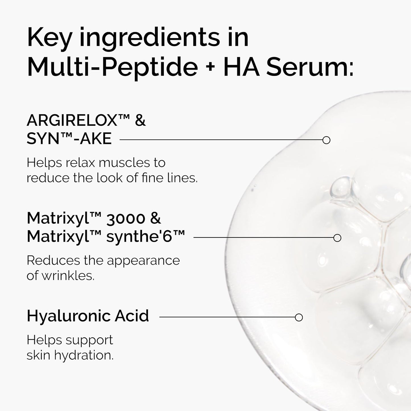 HotMulti-Peptide + Hyaluronic Acid, Anti-Aging Peptide Serum for Crow’s Feet, Elasticity & Firmness, 1 Fl Oz