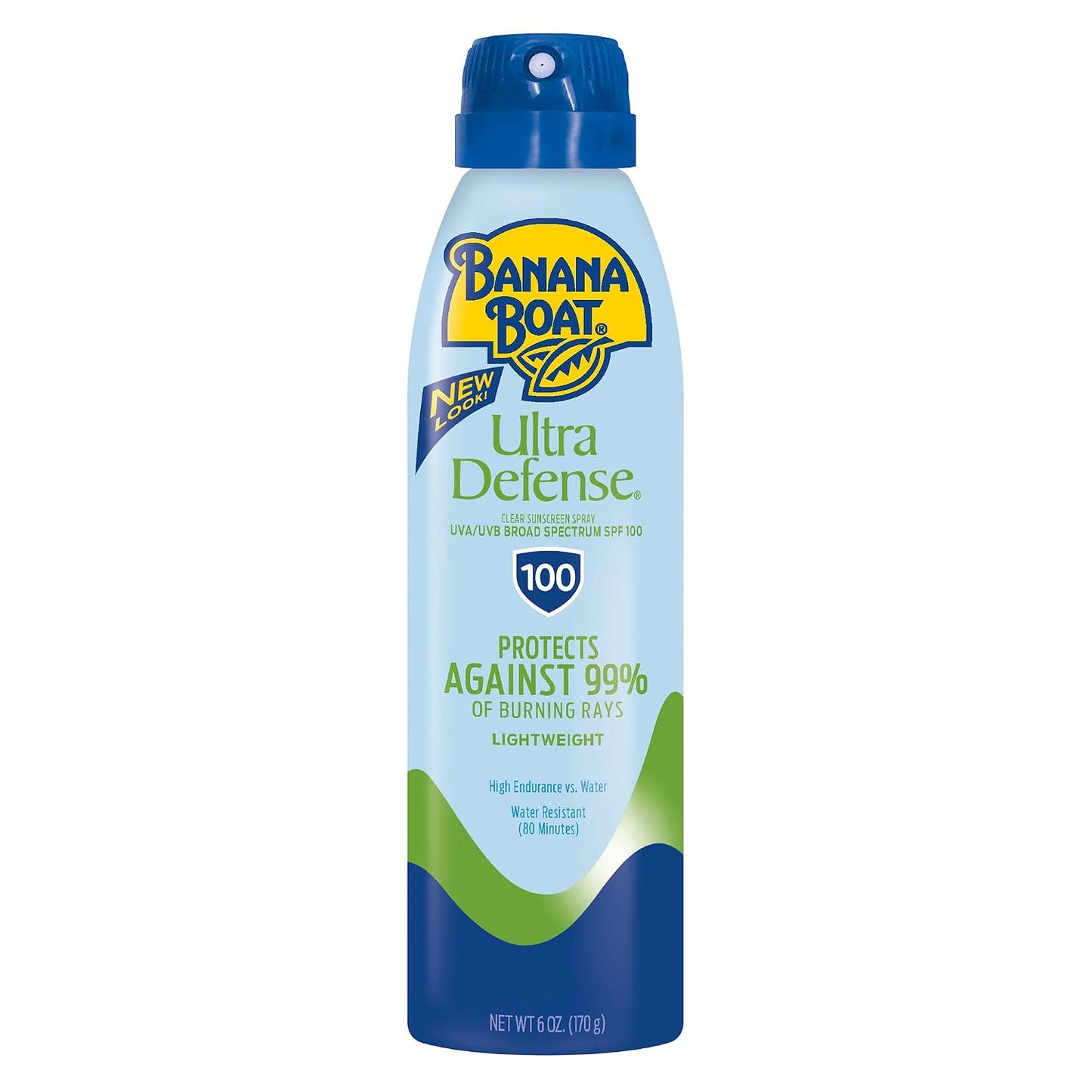 HotBanana Boat Ultra Defense Clear Sunscreen Spray SPF 100, 6oz | Lightweight Sunscreen, Banana Boat SPF 100, Water Resistant, 6oz