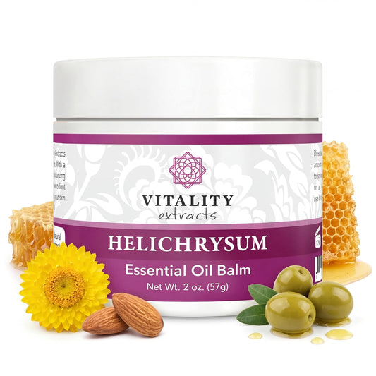 HotVitality Extracts Helichrysum Balm - 2oz, Helichrysum Gymnocephalum, Beeswax, Almond Oil, Ultra-Moisturizing, Skin Healing, Full Body Hydration