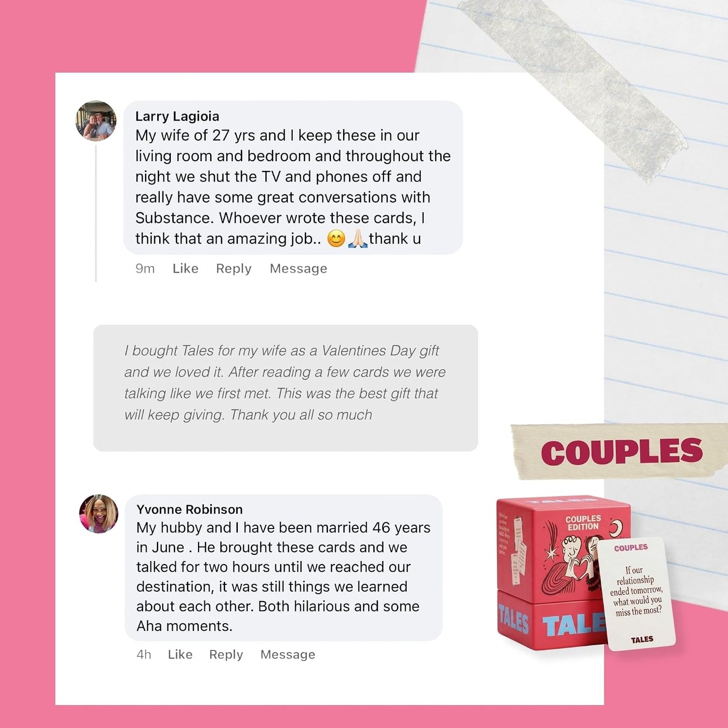 HotTALES 150 Conversation Cards, Perfect for Dinners, Road Trips, Classrooms & Game Nights, Gifts & Gatherings, Conversation Starters to Spark Creativity (Couples Edition)