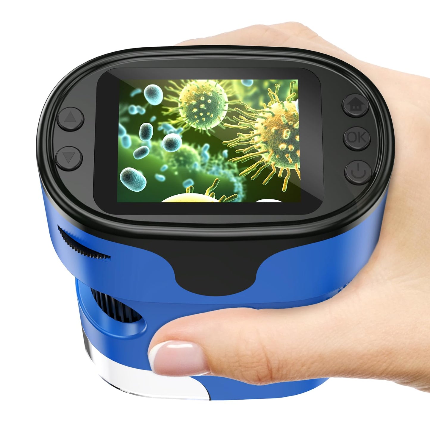 Hot1000X Handheld Microscope for Kids 4K 2.0" Screen Rechargeable Mini Pocket Digital Microscopes w/Slides Kit Portable Edu Gift Age 4-6 8-12 Children Students