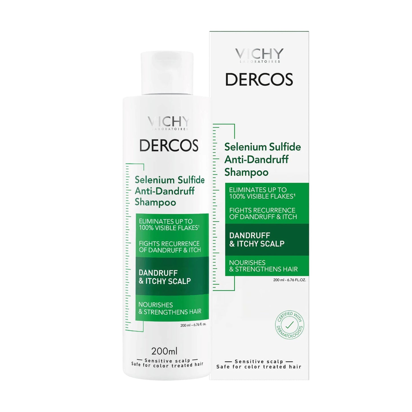 HotVichy Dercos Dandruff Shampoo, Antifungal Itchy Scalp Treatment for Men & Women, Clinical Strength Selenium Sulfide, Formulated with Niacinamide & Salicylic Acid, Color Safe, Dermatologist Recommended