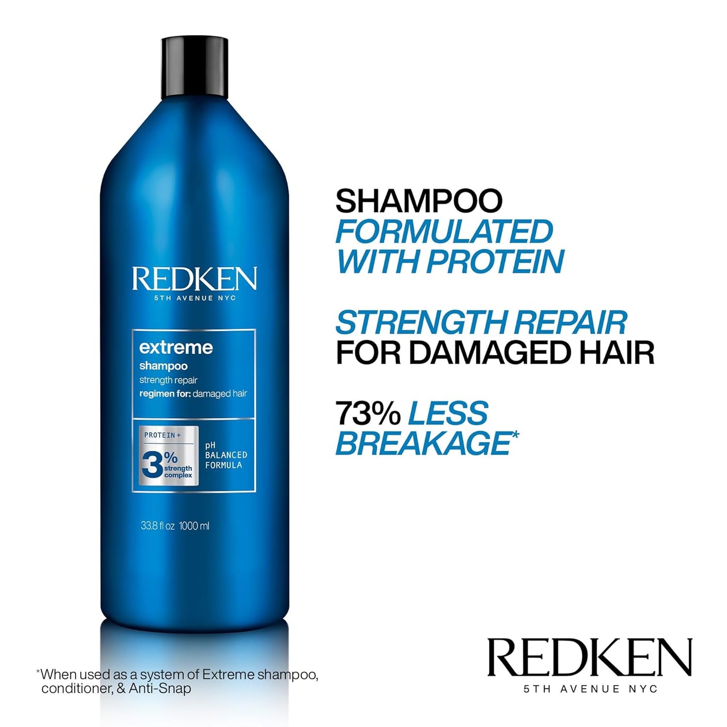HotRedken Extreme Shampoo - Strengthen & Repair Damaged Hair, For Damaged Hair, Infused With Proteins
